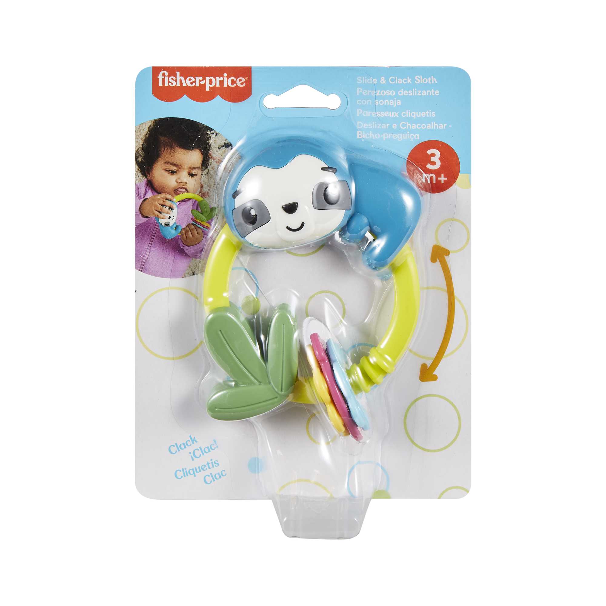 Fisher-Price Baby Sensory Toy With Fine Motor Activities For Newborns, Slide & Clack Sloth