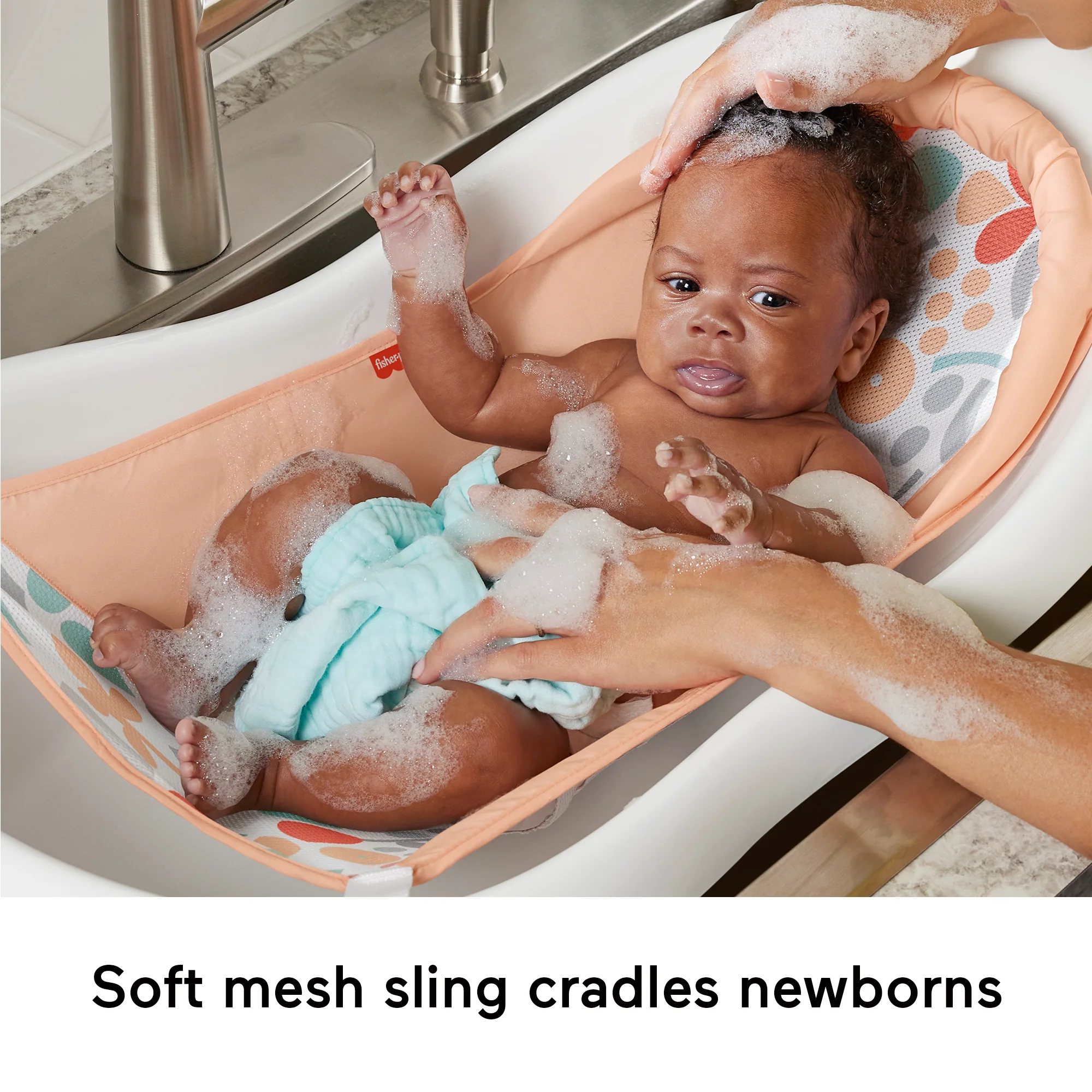 Fisher-Price 4-in-1 Sling 'n Seat, Baby Bath Tub For Newborn To Toddler, Summer Blossoms