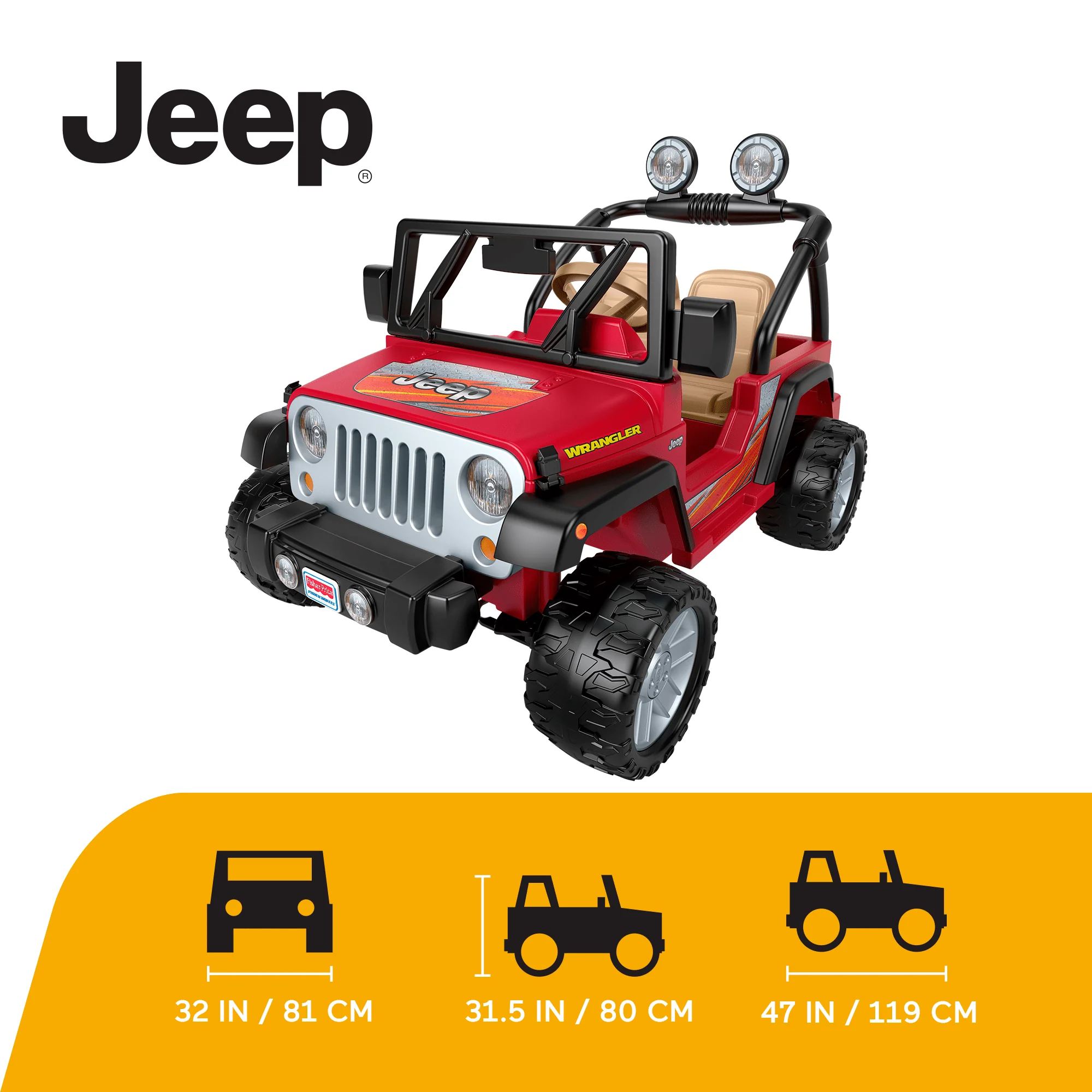 Power Wheels Jeep Wrangler 12V Red And Black Ride On Vehicle