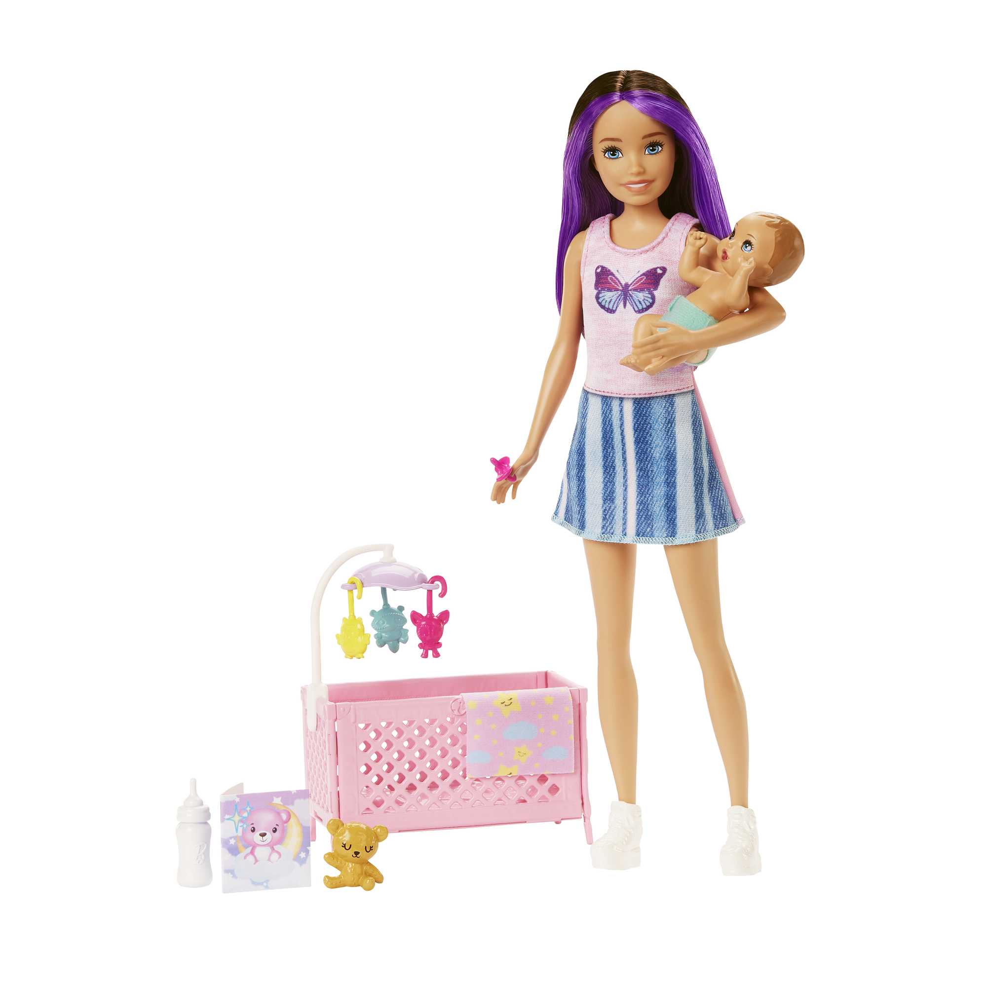 Barbie Skipper Babysitters Playset With Skipper Doll, Baby Doll With Sleepy Eyes, Crib And Accessories