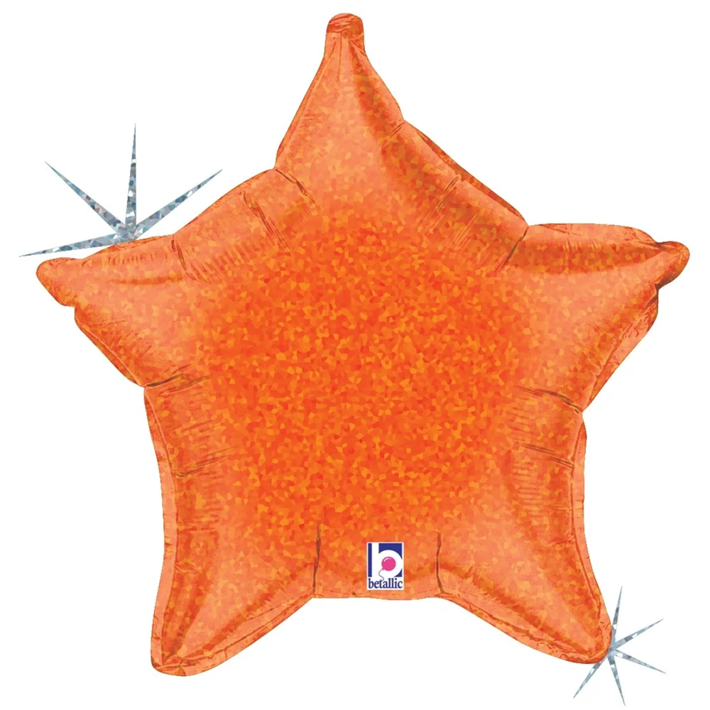 Betallic Orange Holographic Star 21 inch Star-Shape Holographic 1ct