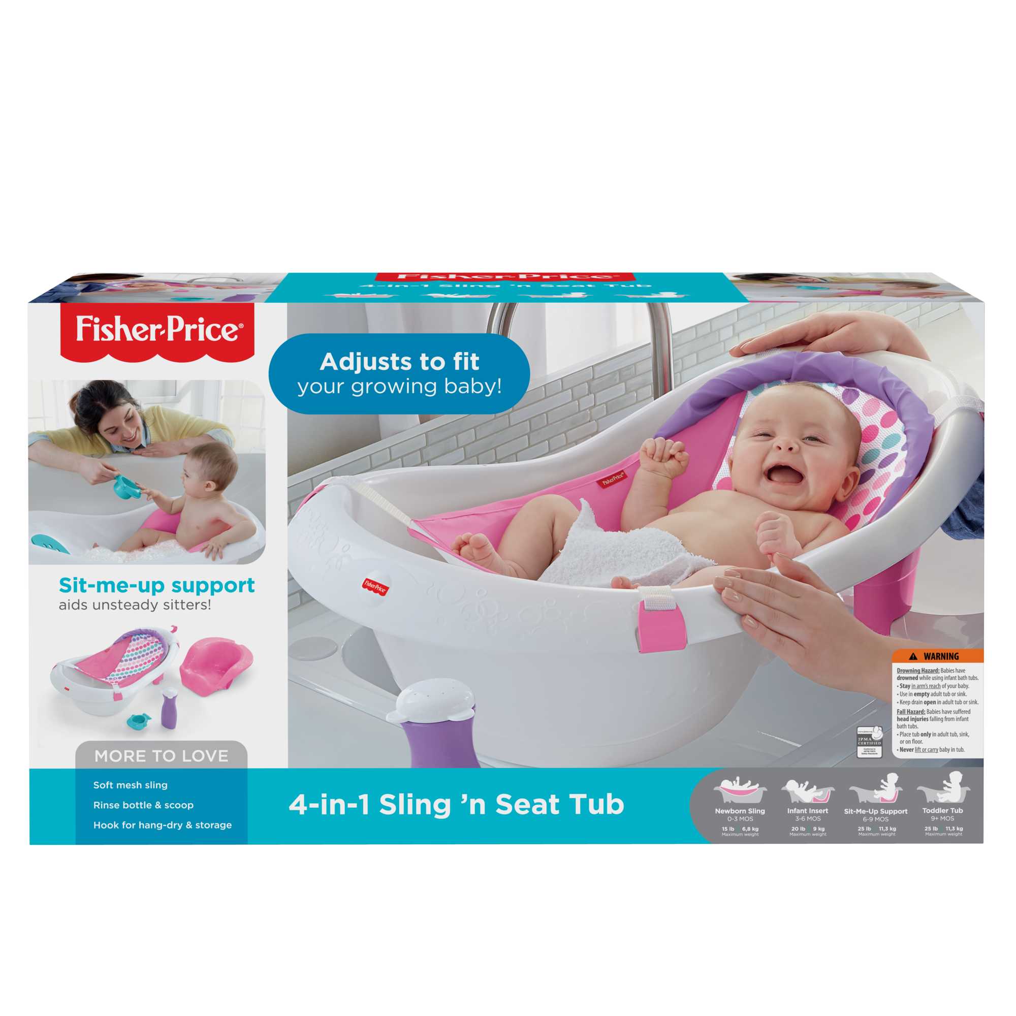 Fisher-Price 4-In-1 Sling 'n Seat Baby Bath Tub  Pink