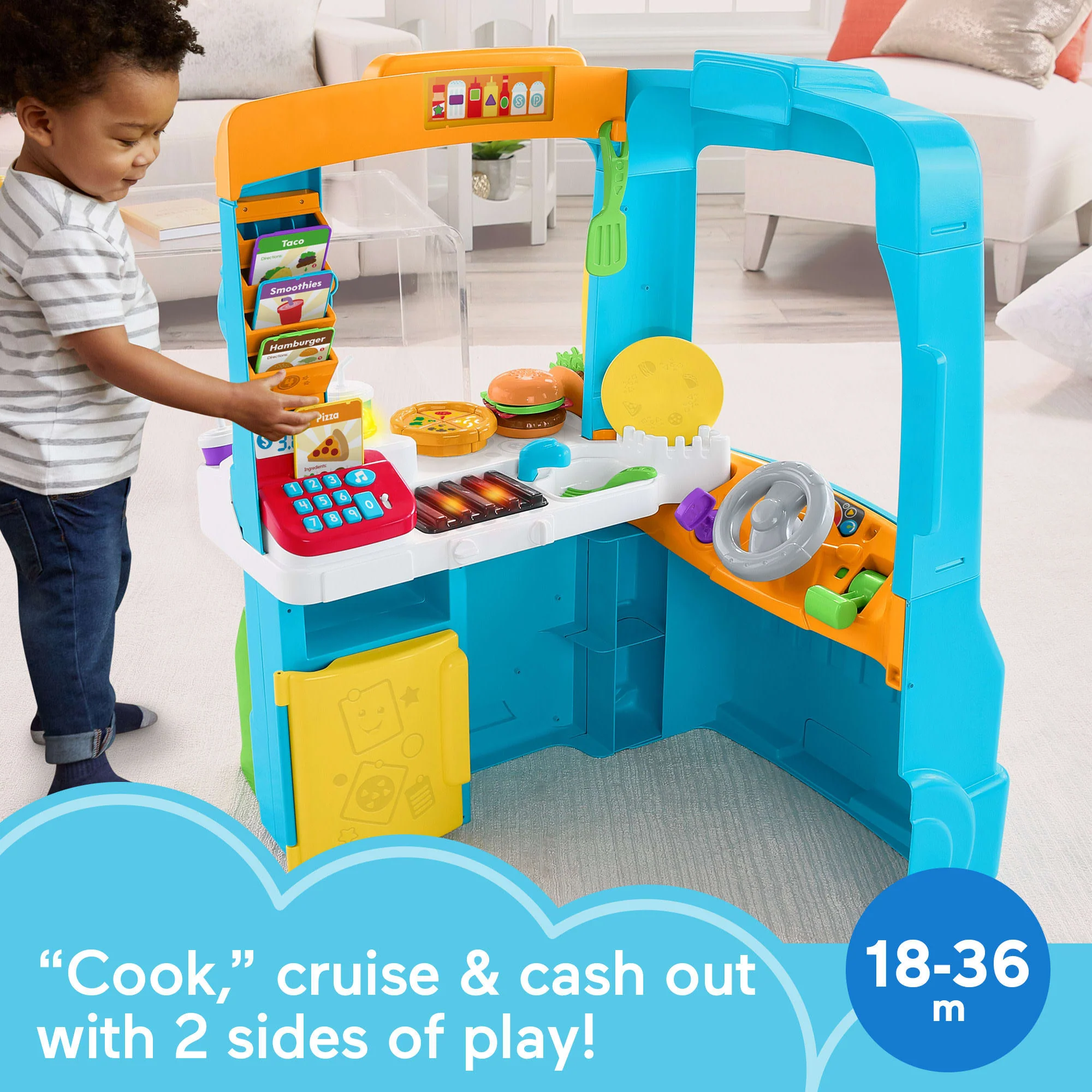 Fisher-Price Laugh & Learn Servin�� Up Fun Food Truck Electronic Activity Center For Toddlers