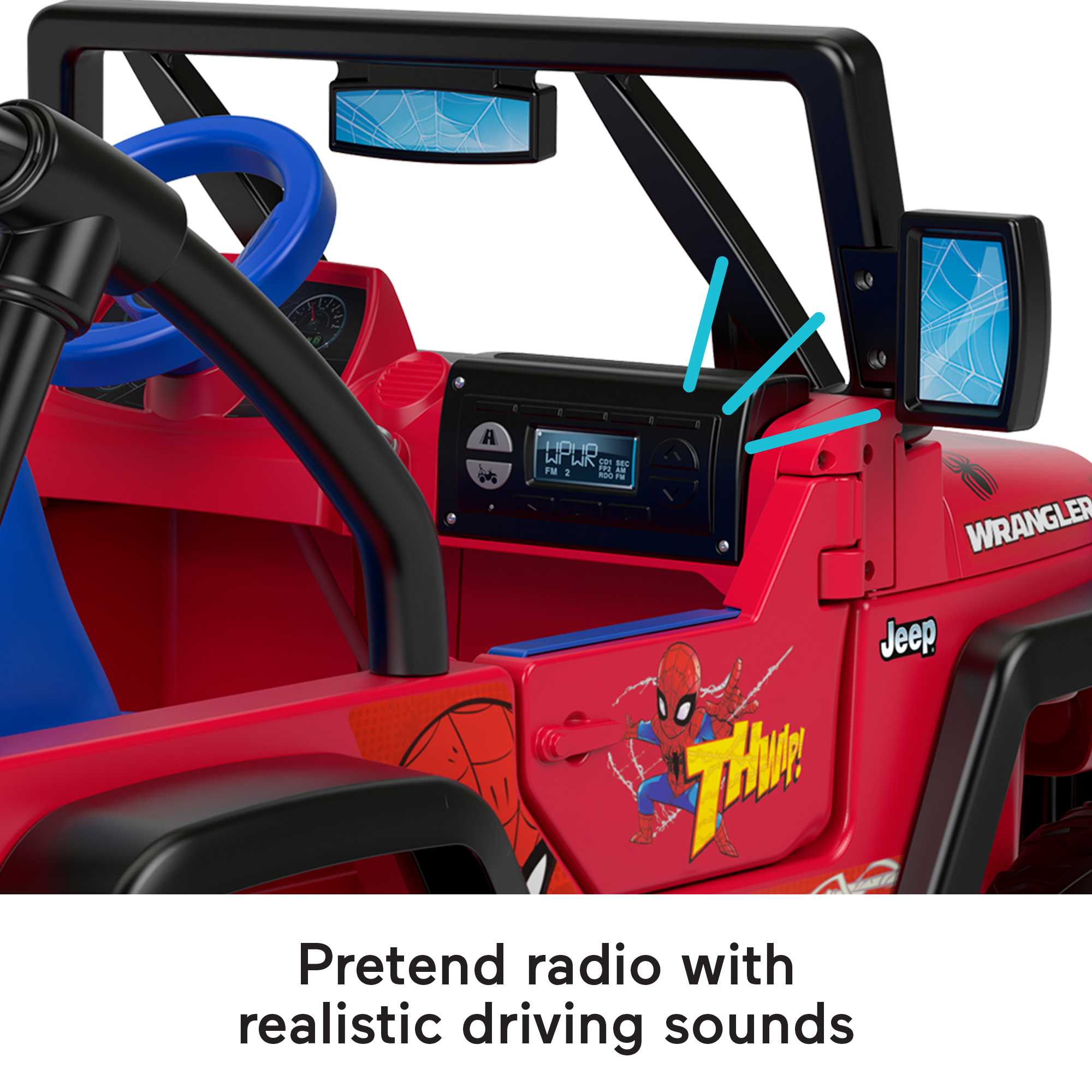 Power Wheels Spider-Man Jeep Wrangler Battery Powered 12V Ride On Vehicle