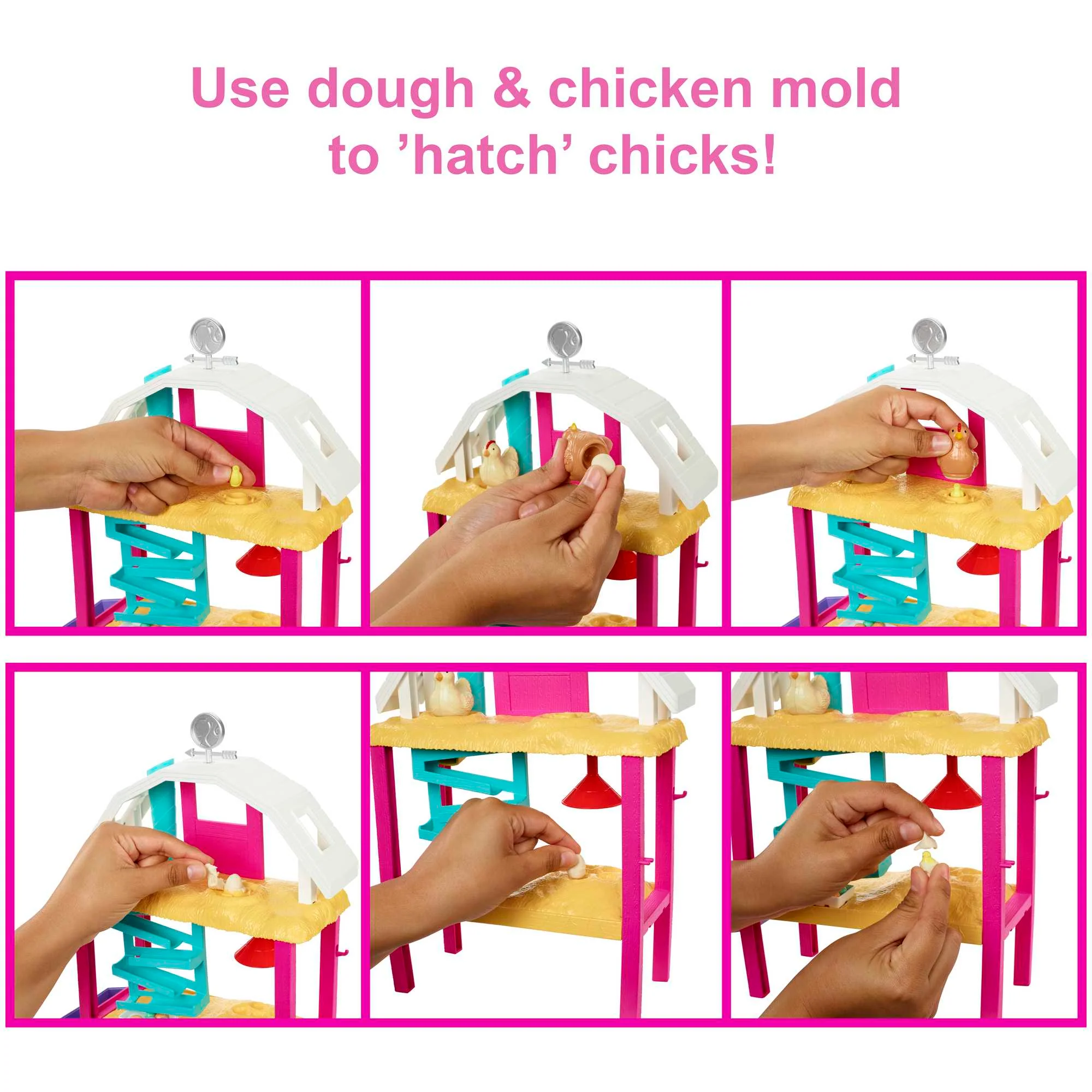 Barbie Doll Playset, Hatch & Gather Egg Farm With Animals, Dough, Kids Toys