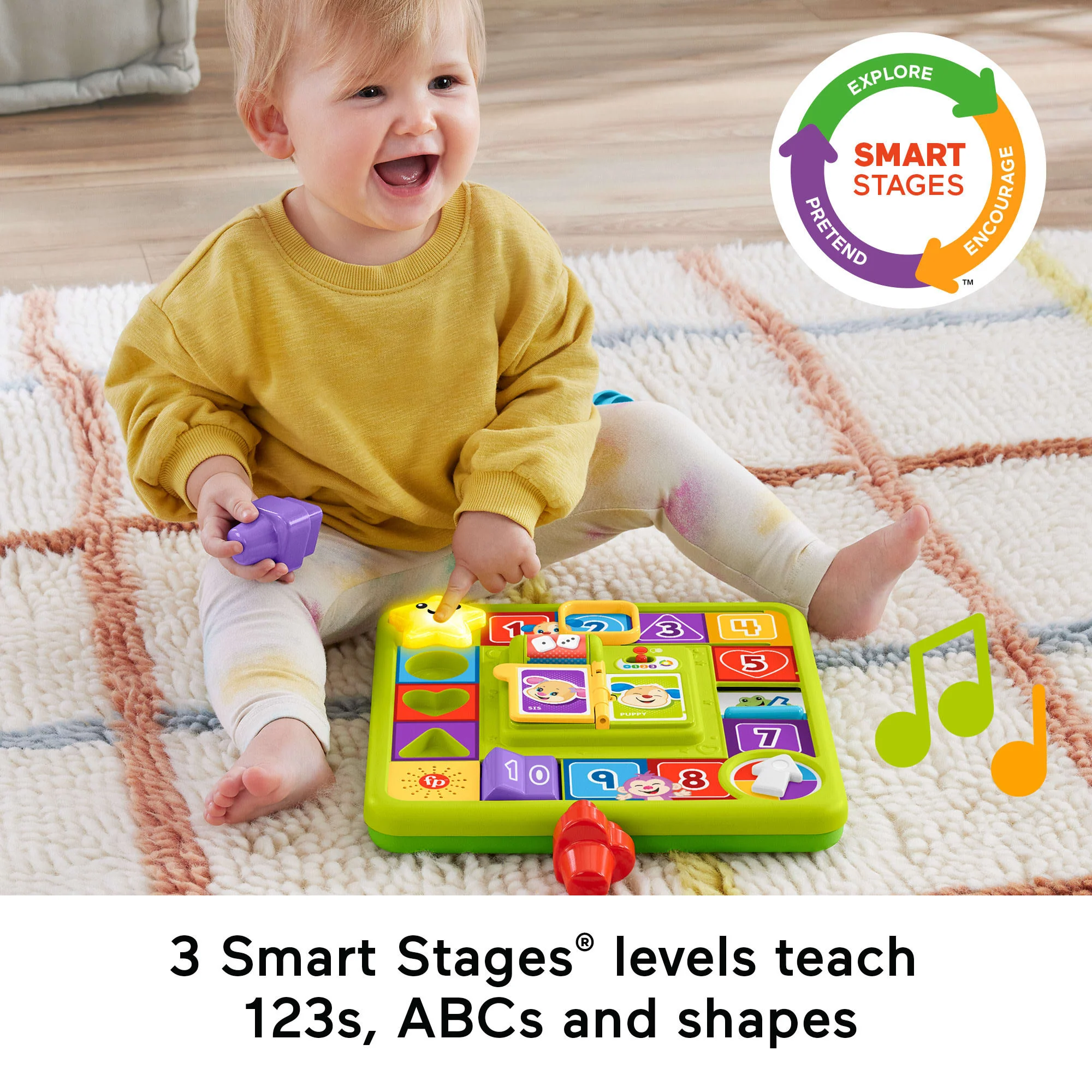Fisher-Price Pretend Board Game Baby Toy With Music, Laugh & Learn Puppy's Game Activity Board, Multi-Language Version