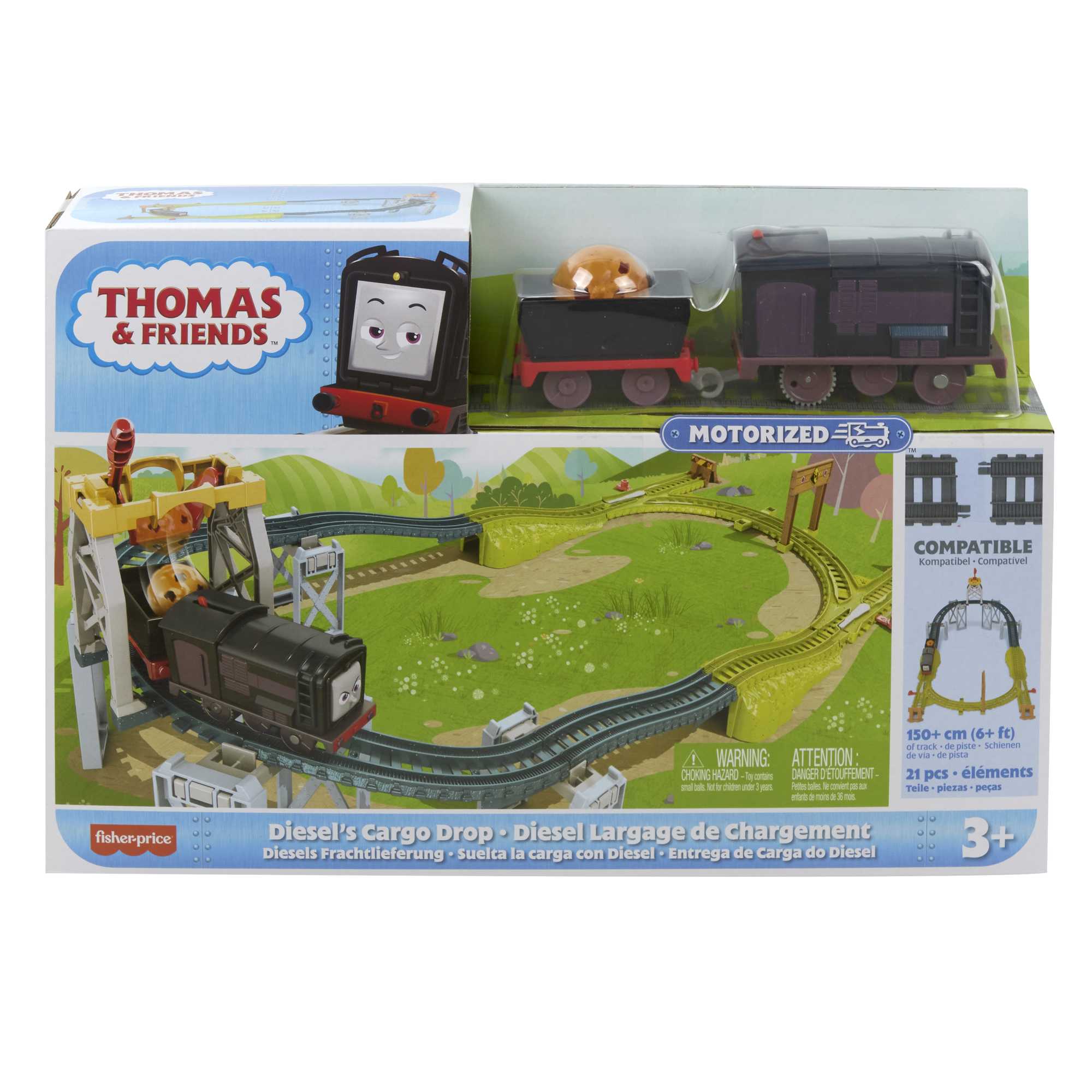 Thomas & Friends Diesel's Cargo Drop Motorized Toy Train & Track Set For Preschool Kids