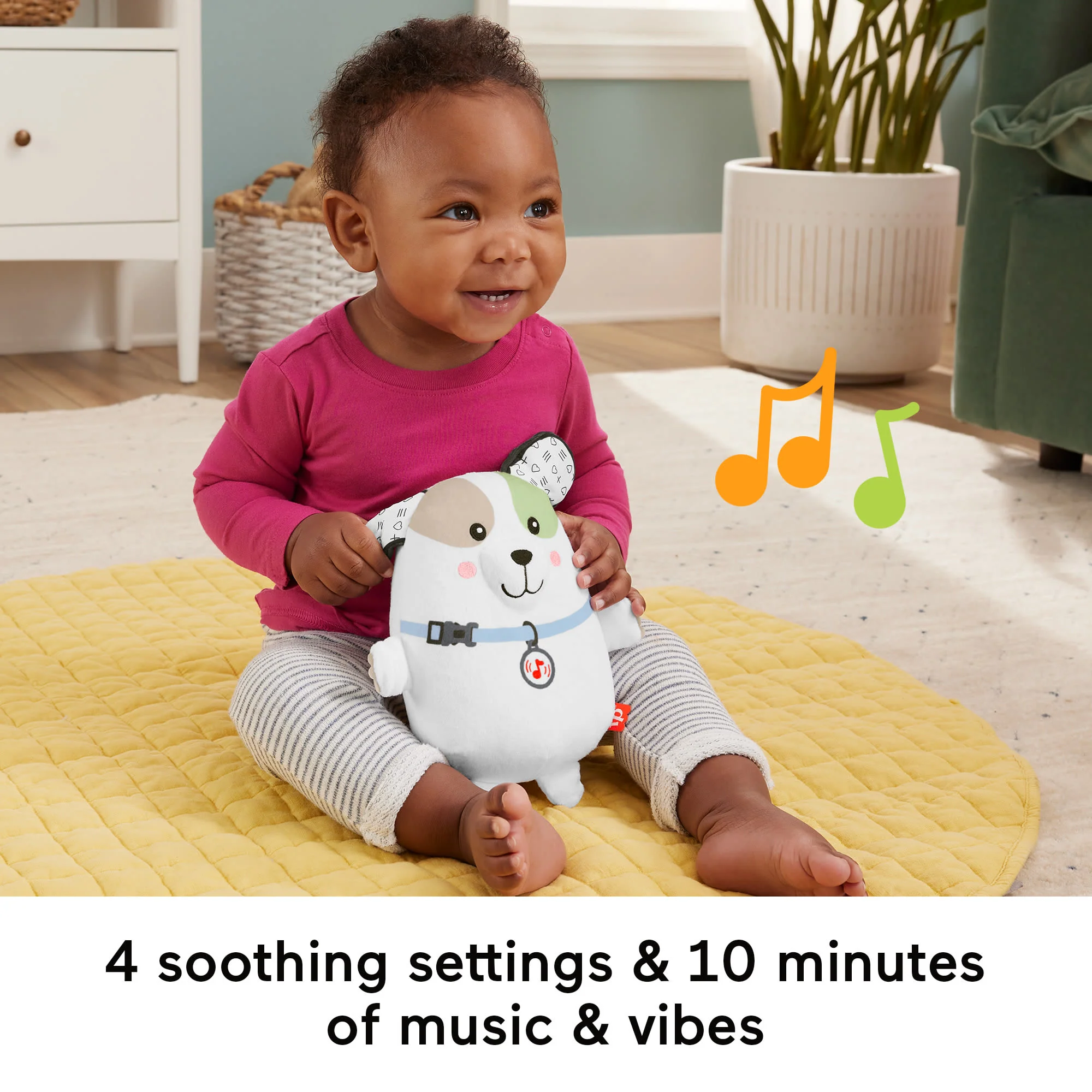 Fisher Price Calming Vibes Puppy Soother Portable Sound Machine Plush Toy For Newborns