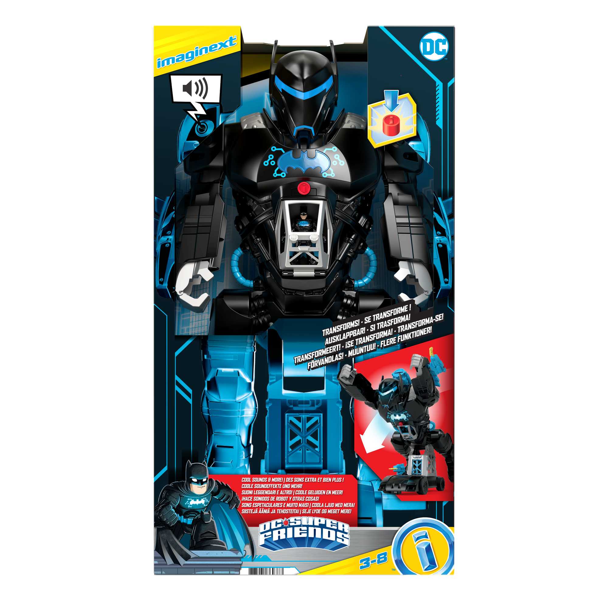 Imaginext DC Super Friends Batman Toy, 2-In-1 Robot & Playset With Lights & Sounds, Bat-Tech Batbot