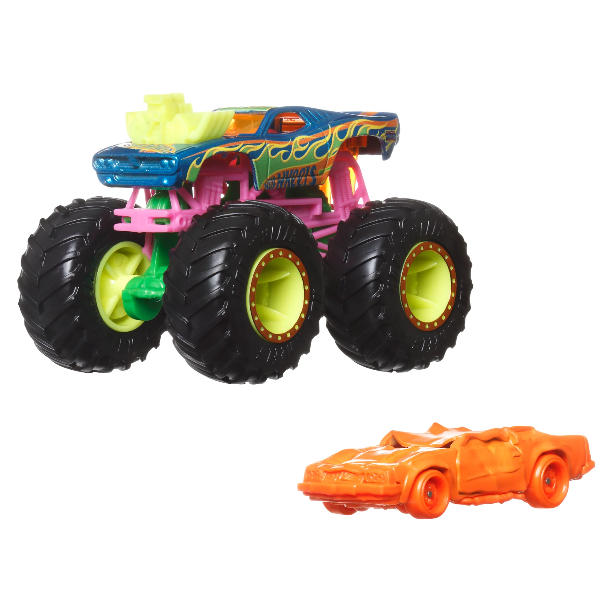 Hot Wheels Monster Trucks Veh��culo de Juguete Cami��n Ne��n Rodger Dodger + Speed Bump