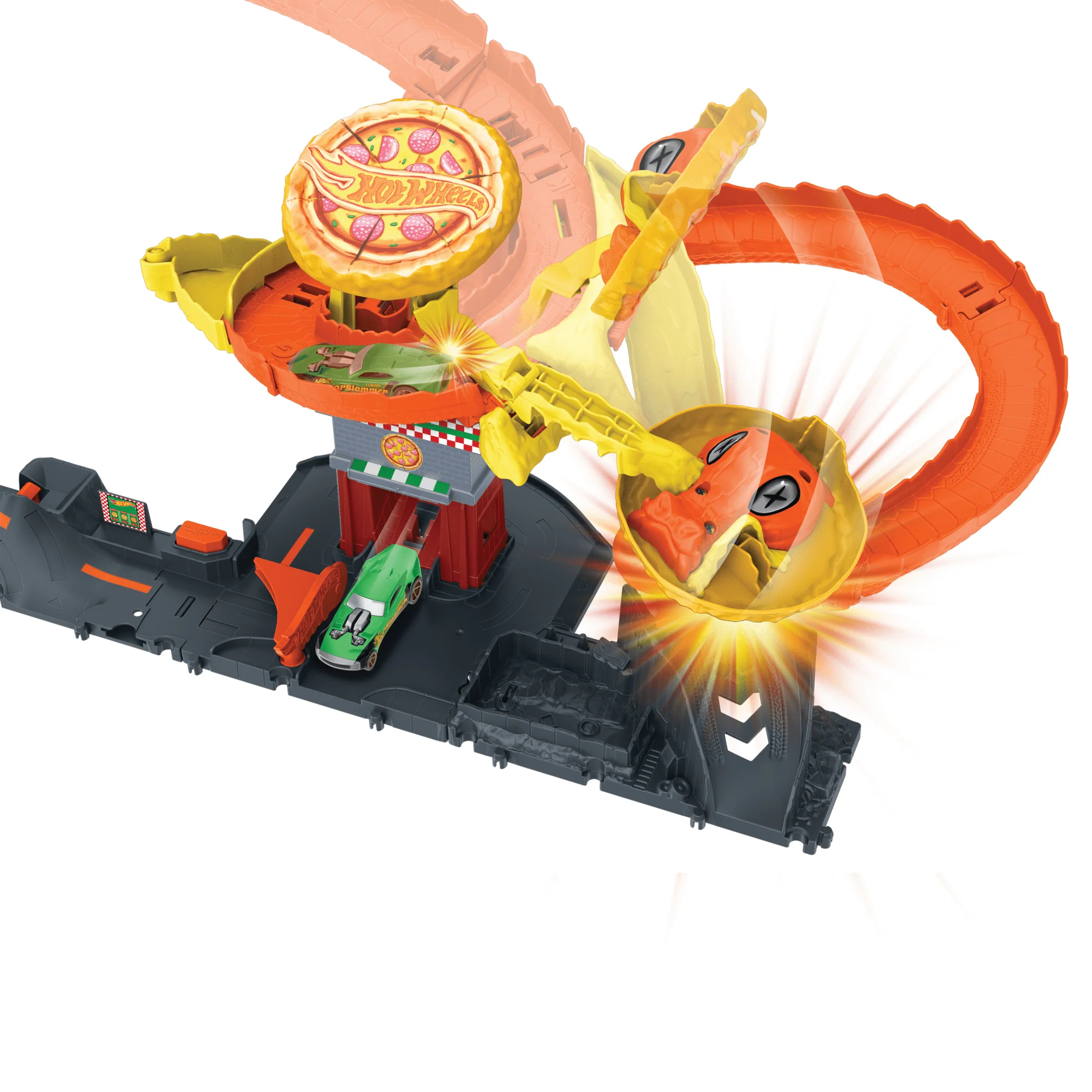 Hot Wheels City Pizza Slam Cobra Attack Playset With 1:64 Scale Toy Car