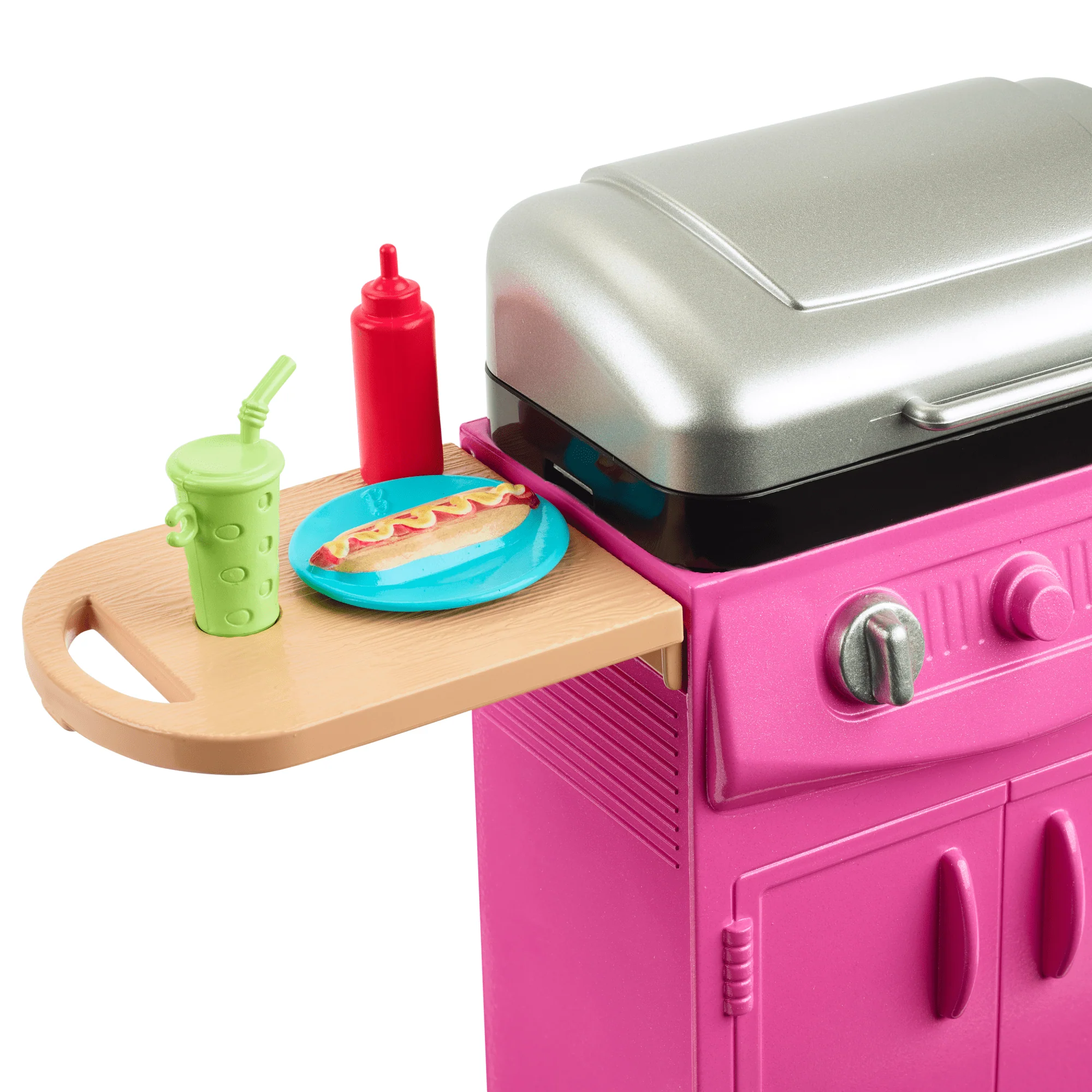 Barbie World Toy BBQ Grill Playset With 7 Dollhouse Accessories Including Grill With Working Lid & Food