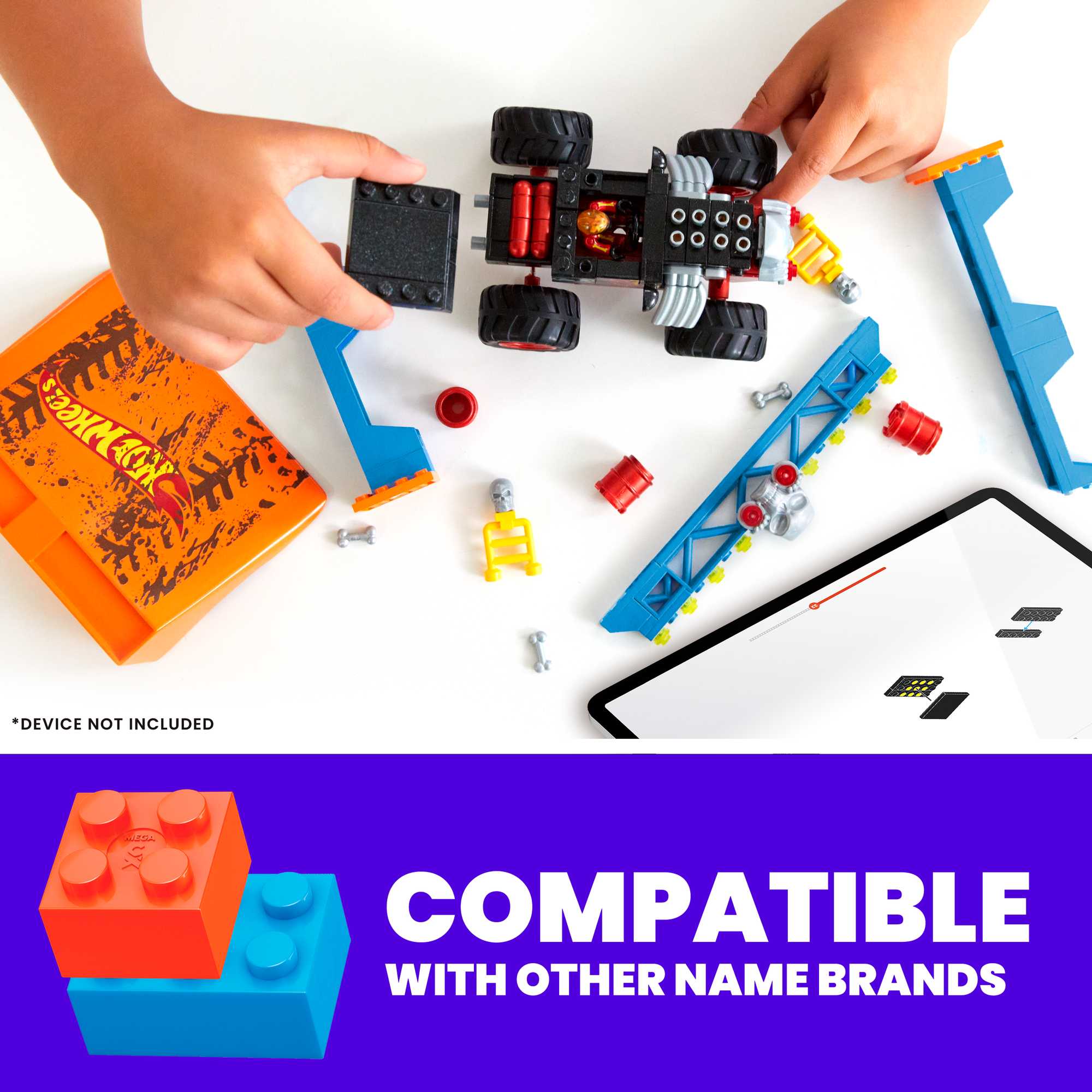 MEGA Hot Wheels Bone Shaker Crush Course Monster Truck Building Toy With 1 Figure (151 Pieces)