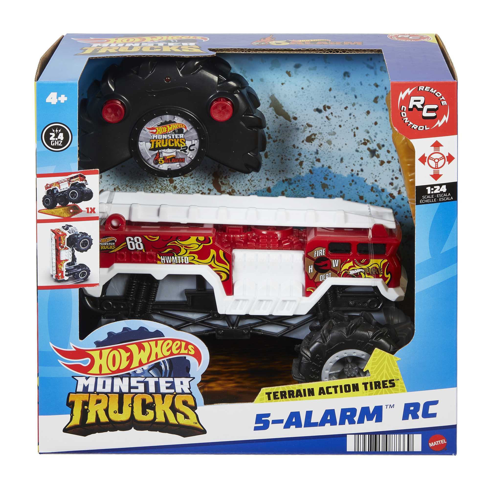 Hot Wheels RC Monster Trucks 5-Alarm 1:24 Scale, Remote-Control Toy