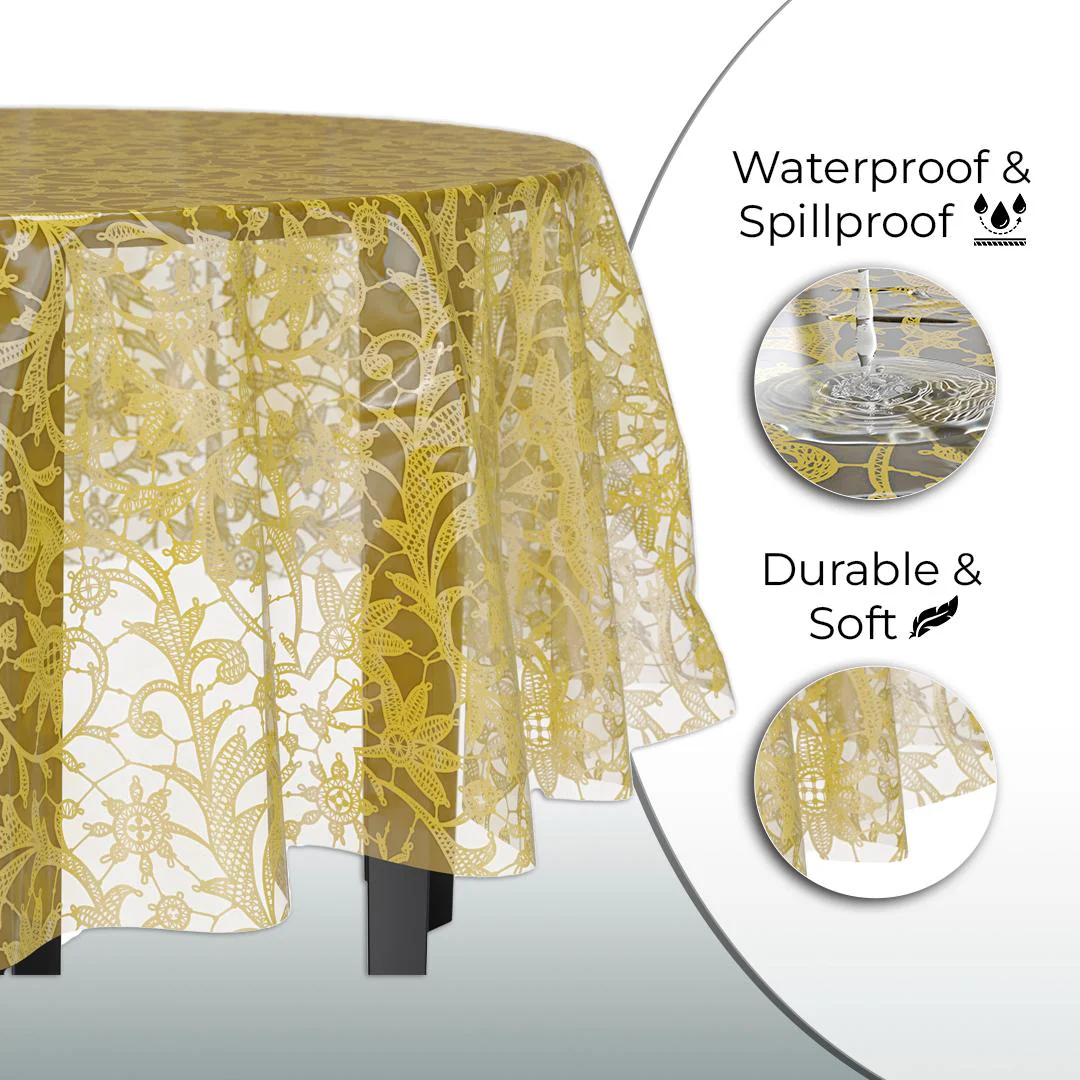 Round Gold Lace Table Cover