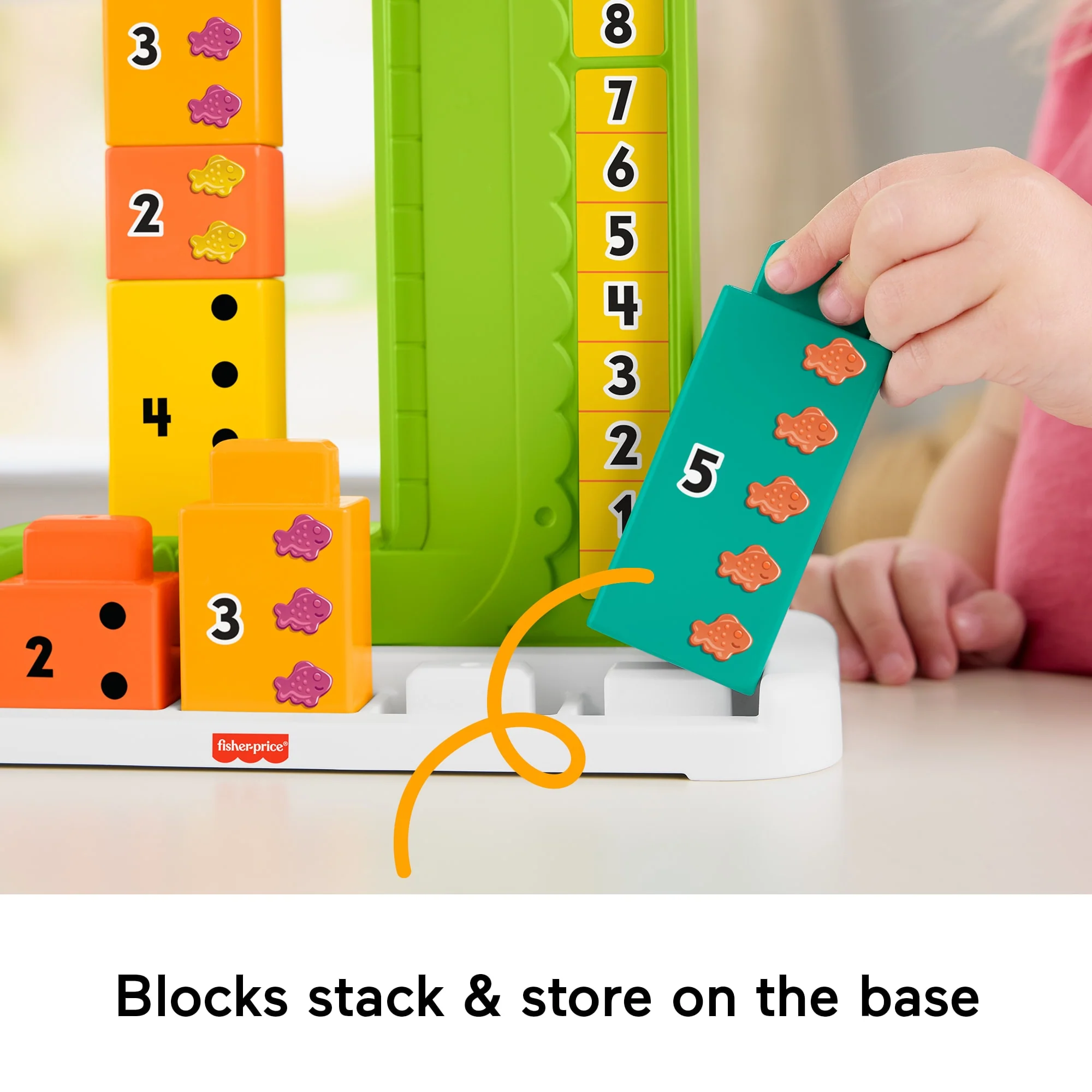 Fisher-Price Adding Alligator Educational Toy With 10 Stacking Blocks For Preschool Kids