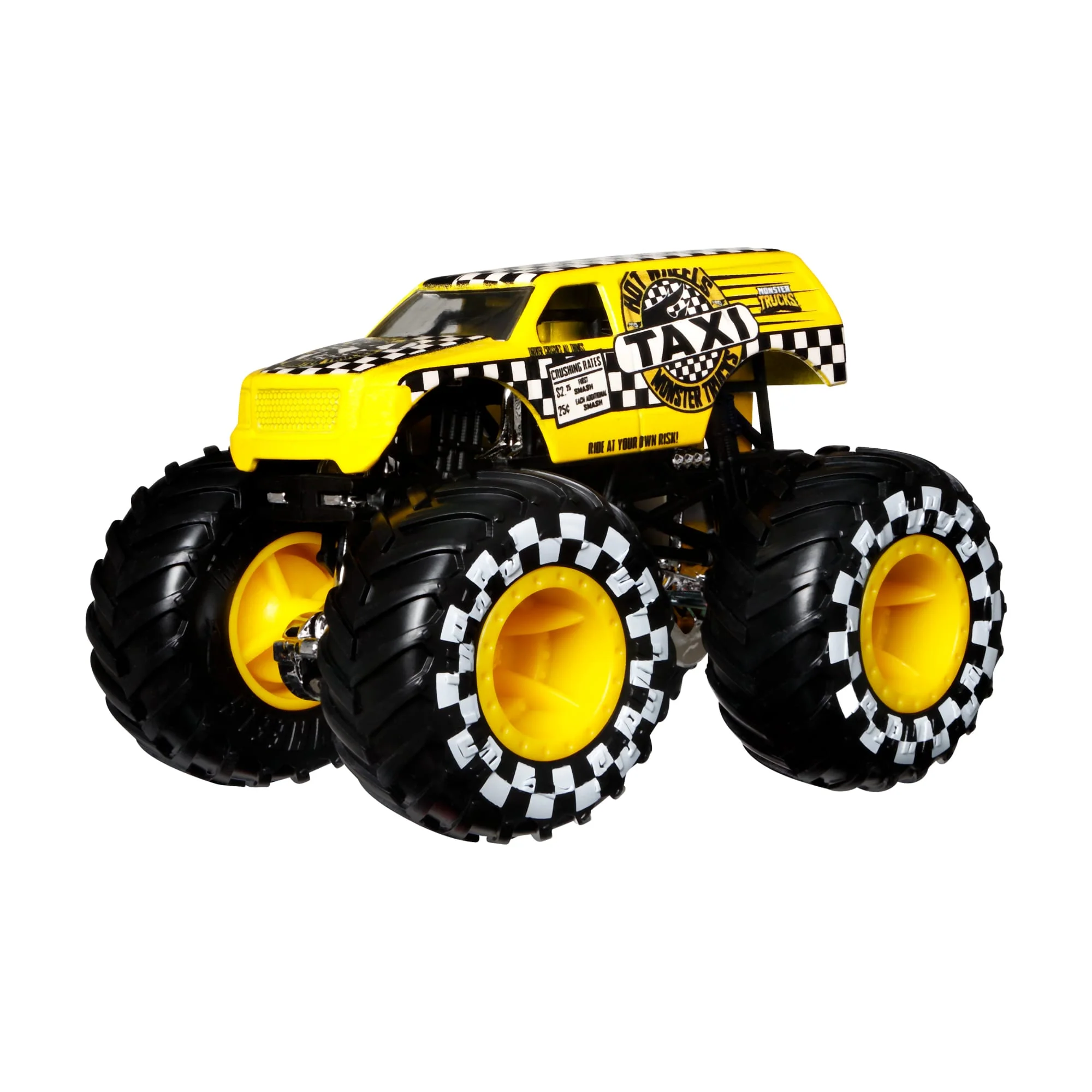 Hot Wheels Monster Trucks Ve��culo de Brinquedo Taxi Die Cast Blind Sided Taxi Crushed