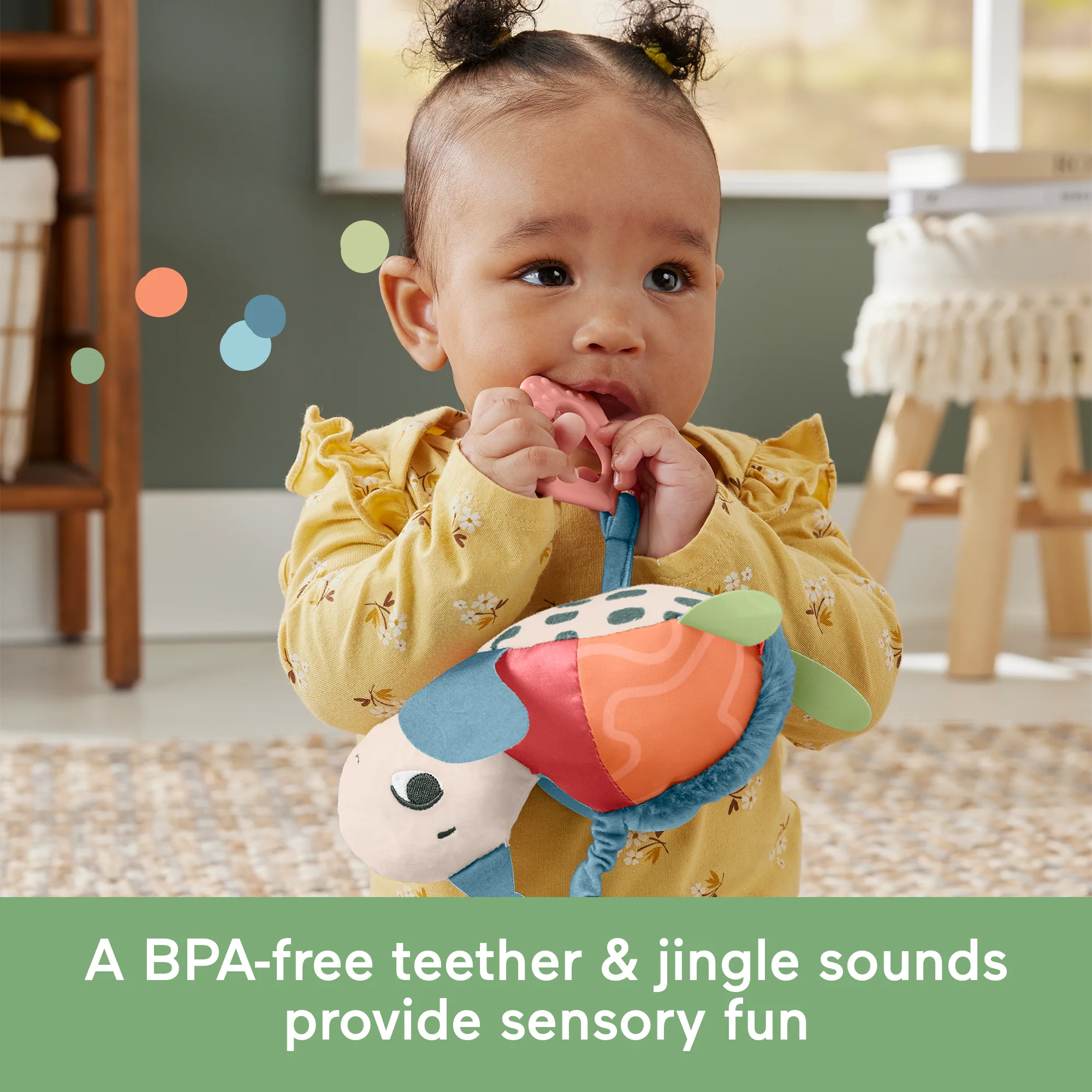 Fisher-Price Planet Friends Sea Me Bounce Turtle Baby Stroller Toy With Sensory Details Newborns