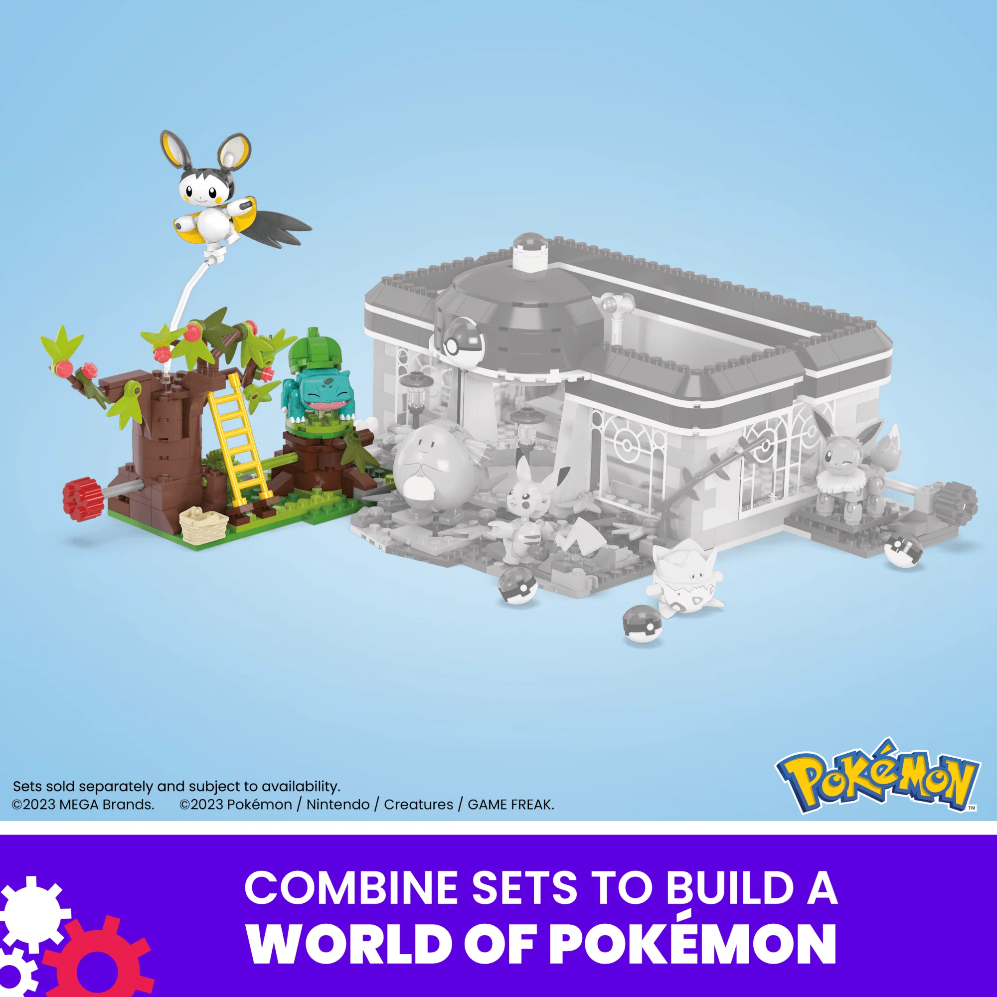 MEGA Pok��mon Emolga And Bulbasaur's Charming Woods Building Toy Kit (194 Pieces) For Kids