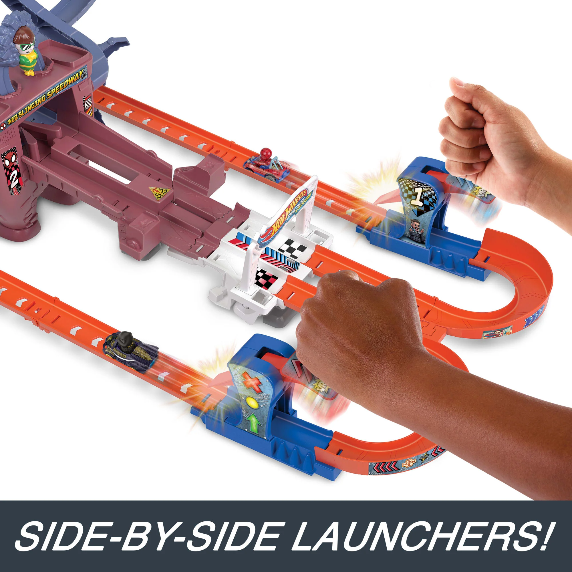 Hot Wheels Racerverse Spider-Man��S Web-Slinging Speedway Track Set With 2 Hot Wheels Racers