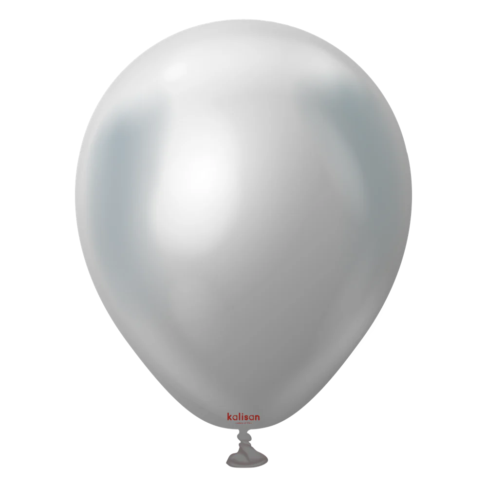 5 inch Kalisan Mirror Silver Latex Balloons 100ct
