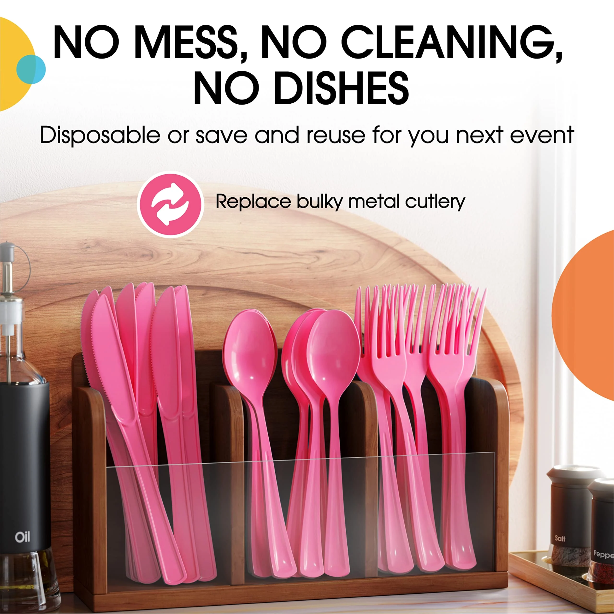 Heavy Duty Hot Pink Plastic Spoons | 50 Count