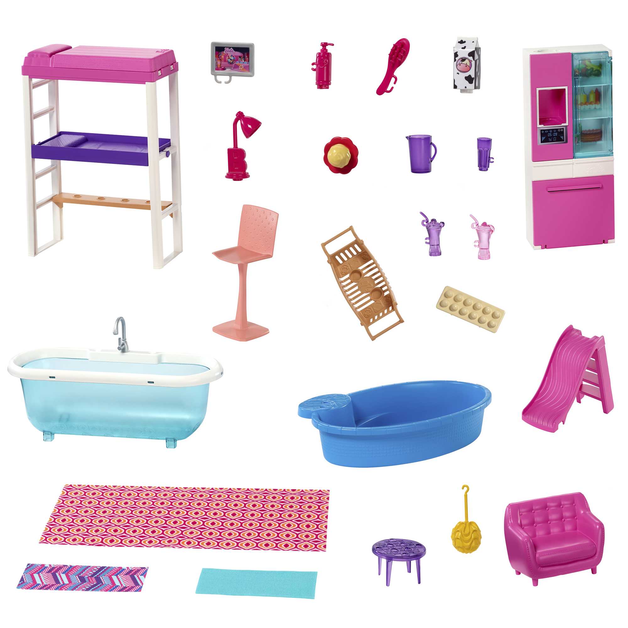 Barbie Dollhouse And Furniture Set With 3 Dolls