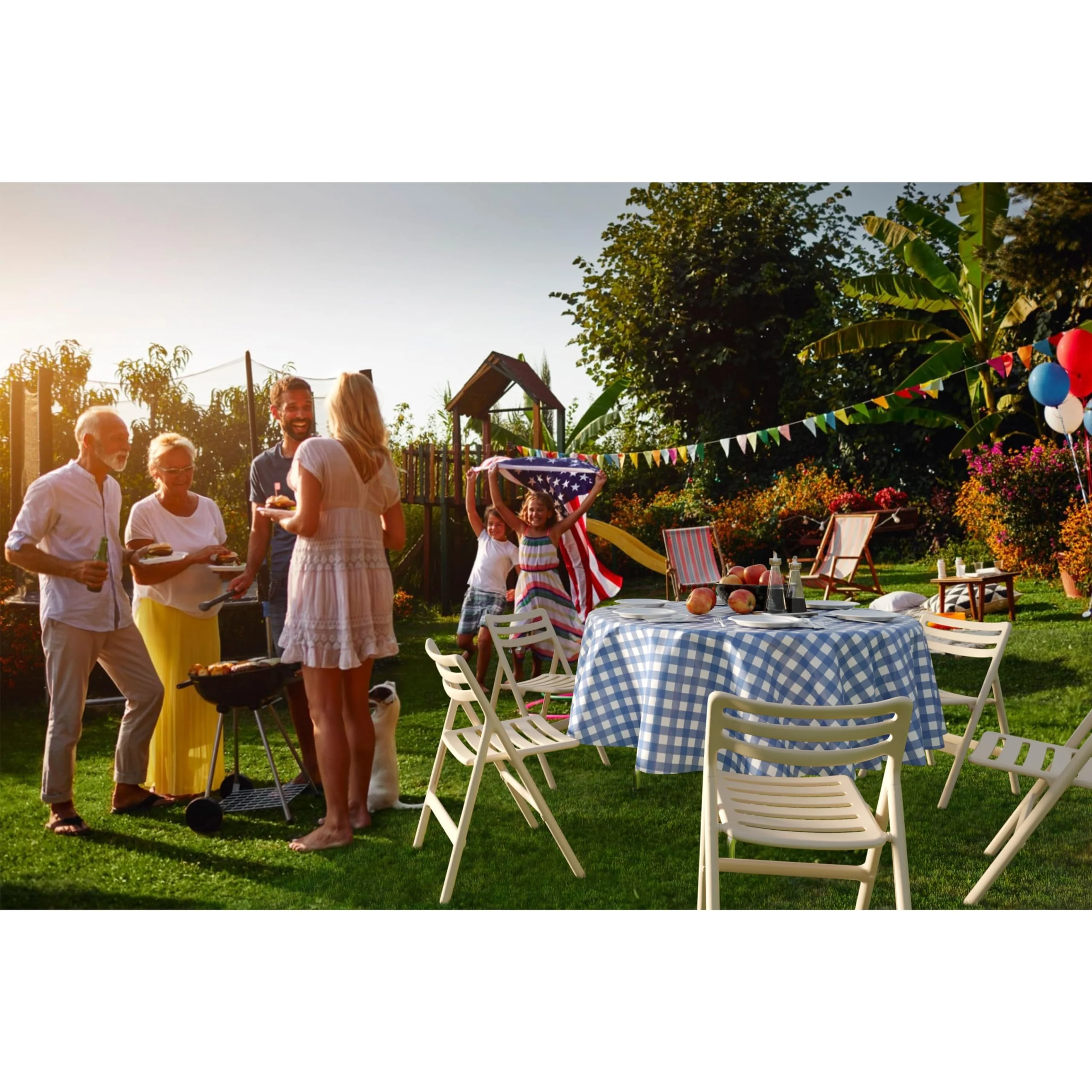 Round Blue Gingham Table Cover
