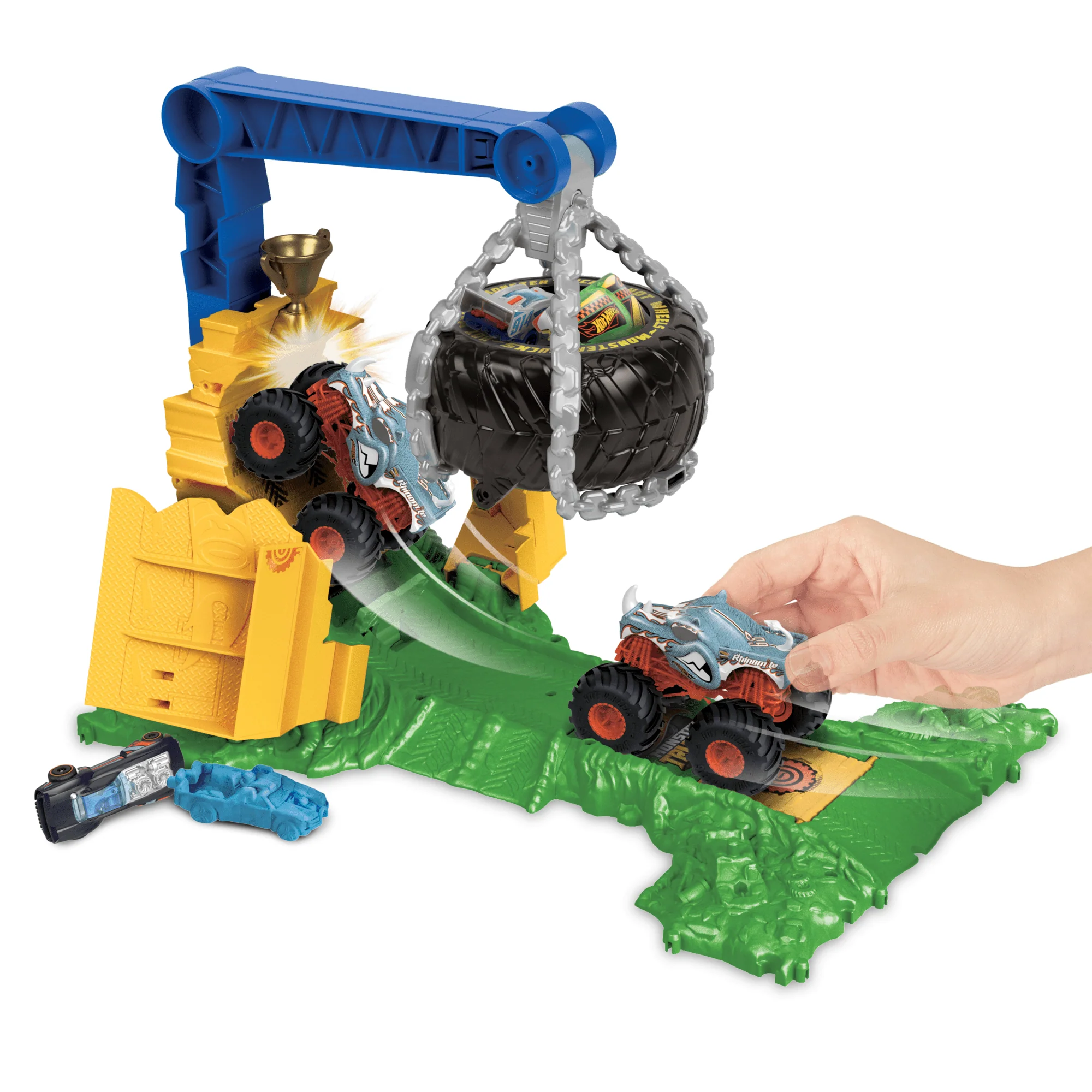 Hw  Monster Trucks  Coffret de Jeu  D��fi �� Plein Gaz Rhinomite