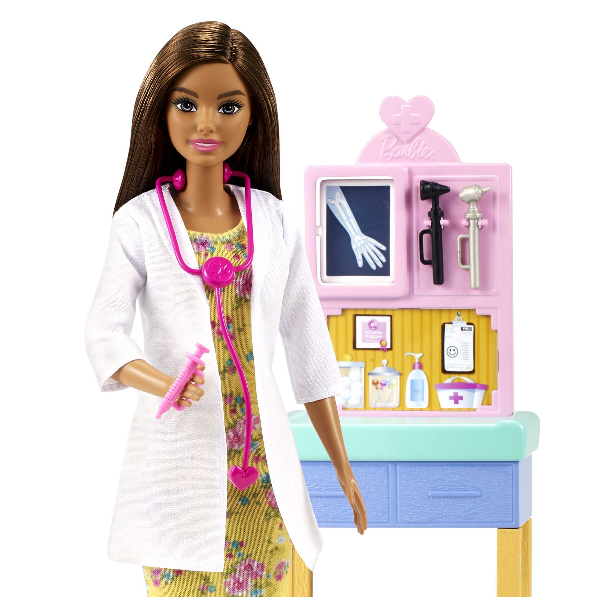 Barbie Pediatrician Playset, Brunette Doll (12-In/30.40-Cm), Ages 3 Years Old & Up