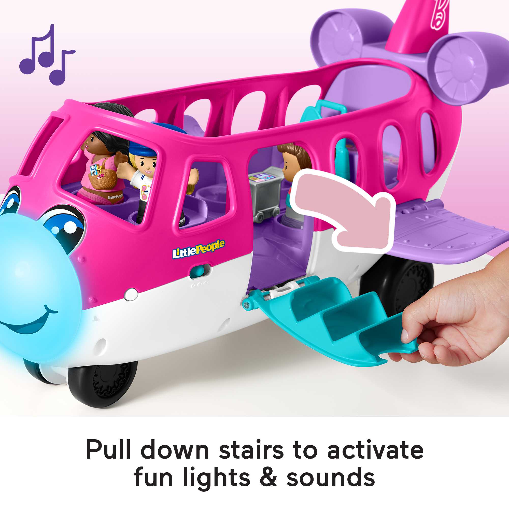 Little People Barbie Toy AIrplane With Lights Music And 3 Figures, Little Dream Plane, Toddler Toys, Multi-Language Version