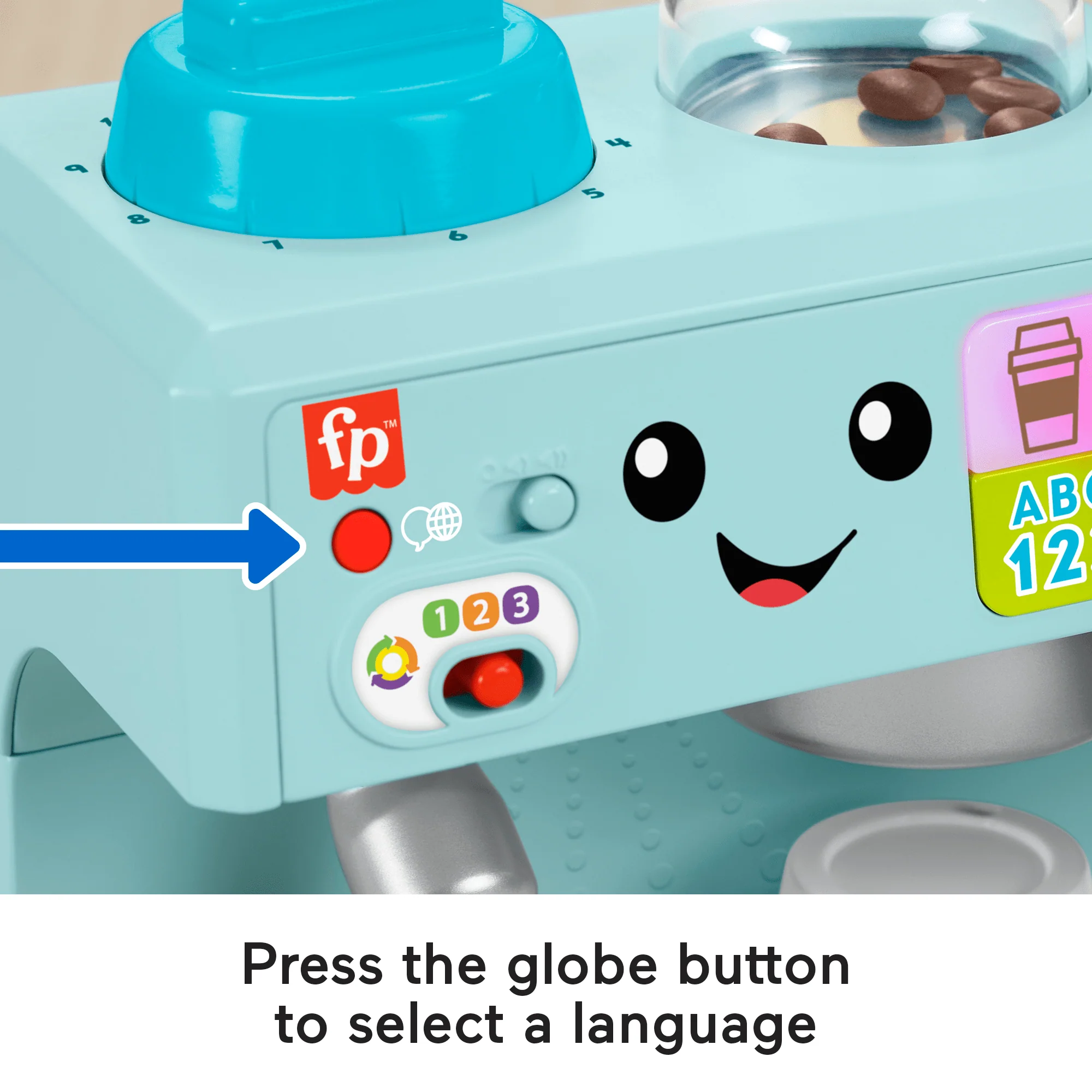 Fisher-Price Laugh & Learn Learn & Serve Coffee Caf�� Toddler Electronic Toy, 10 Play Pieces, Multilanguage Version