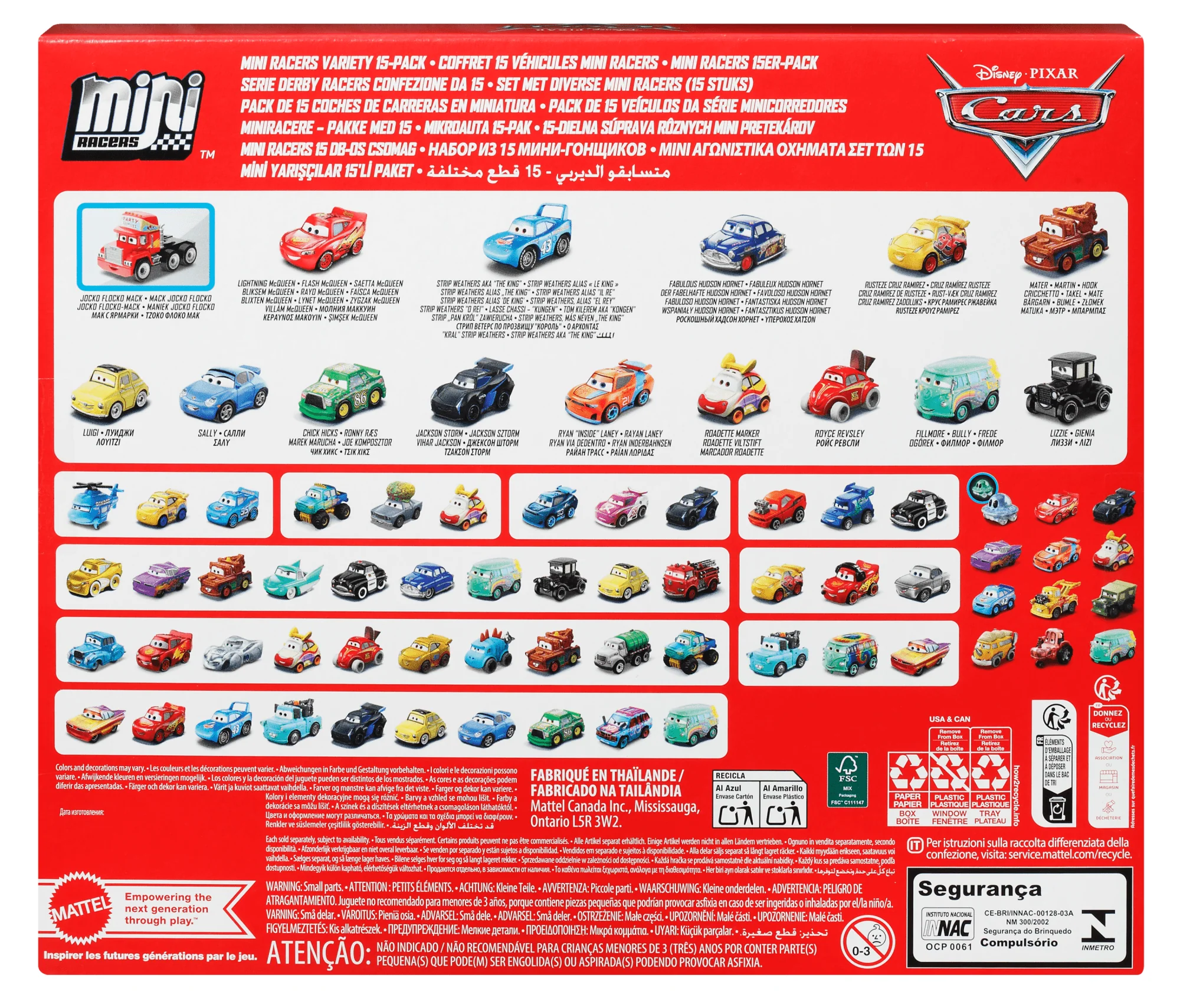 Disney And Pixar Cars Mini Racers Variety 15-Pack Of Die-Cast Toy Cars, Collectible Set