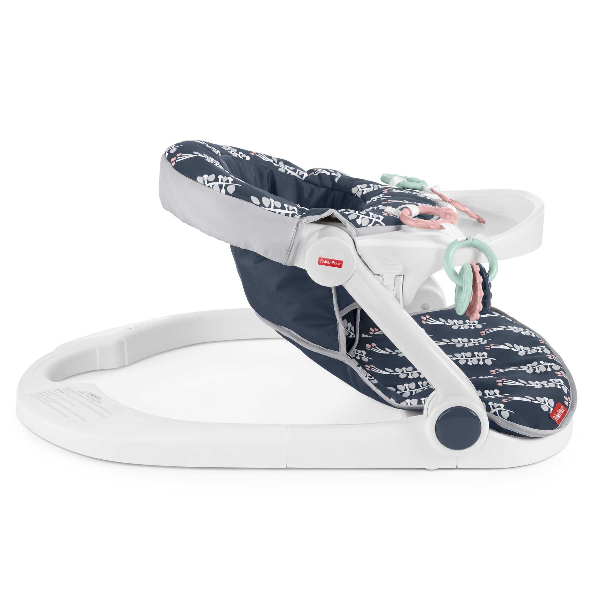 Fisher-Price Sit-Me-Up Floor Seat Portable Baby Chair With Tray & Toys, Navy Garden