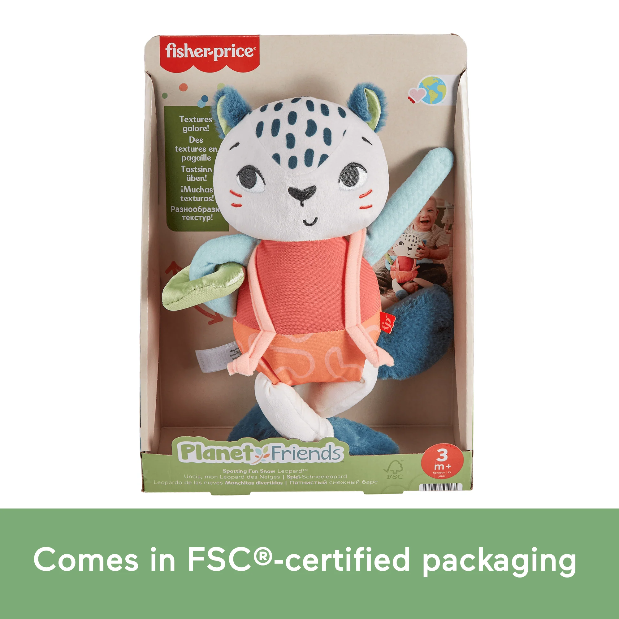 Fisher-Price Planet Friends Spotting Fun Snow Leopard Baby Sensory Toy