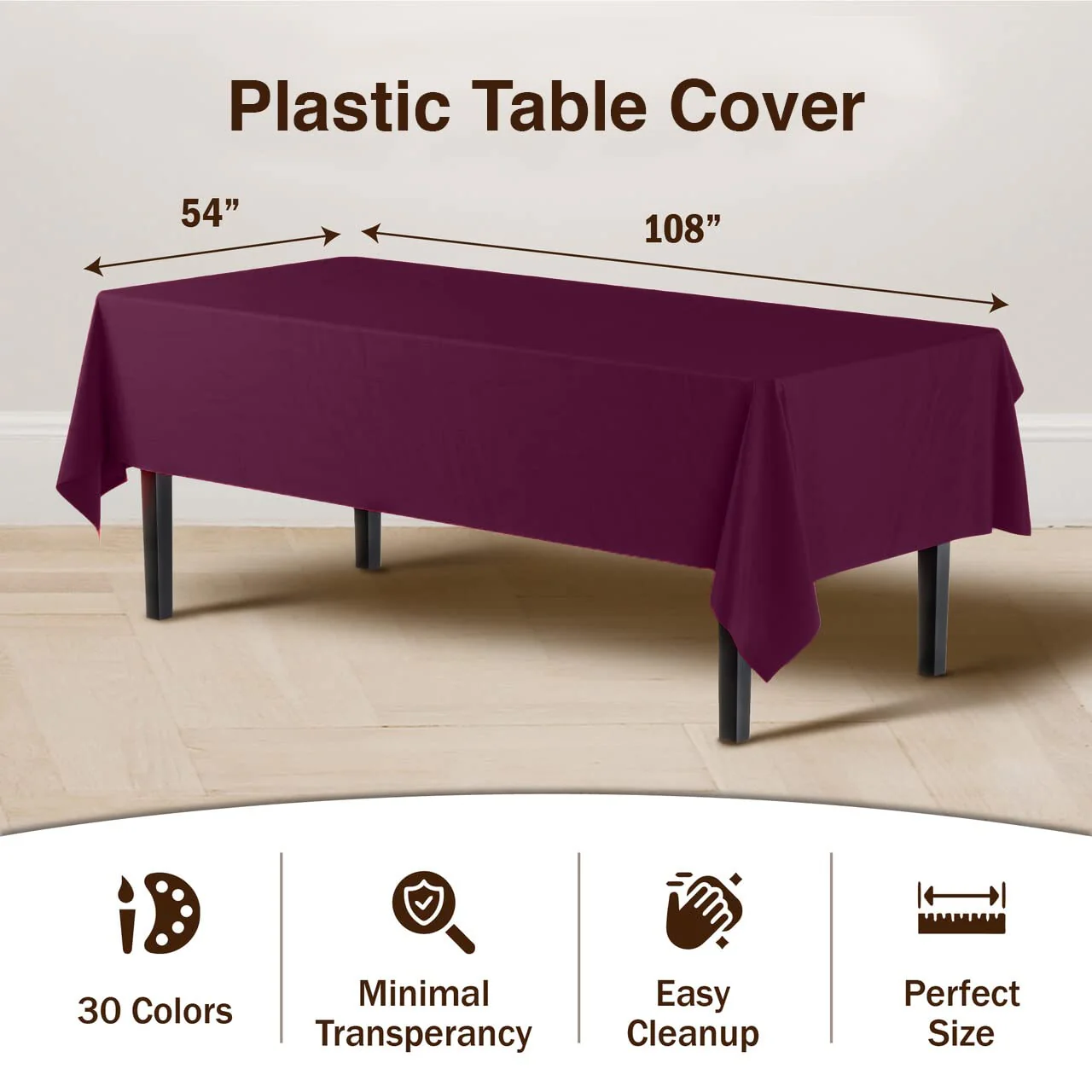 Plum Plastic Table Cover