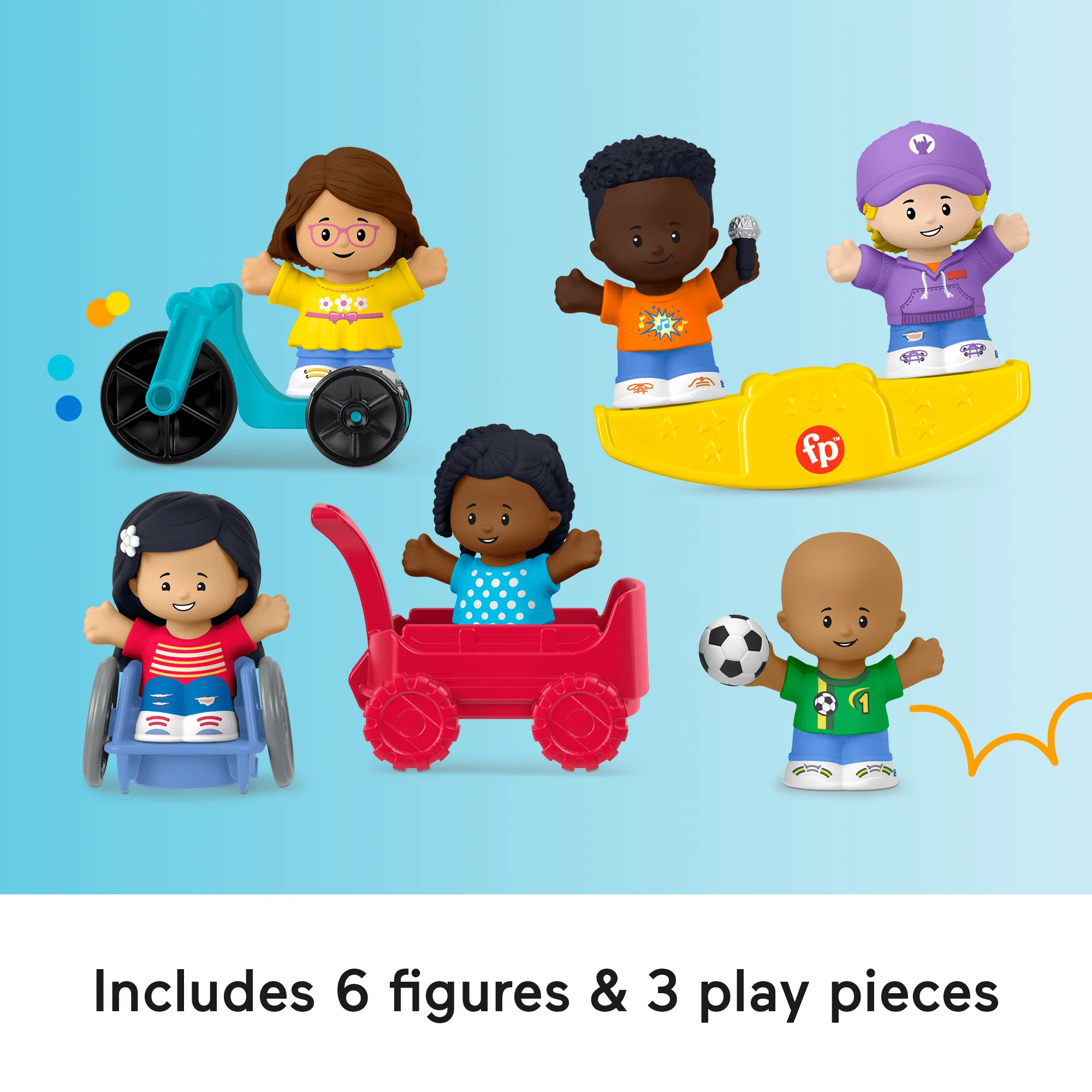 Fisher-Price Little People Play For All Figure And Accessory Pack For Toddlers, 9 Pieces