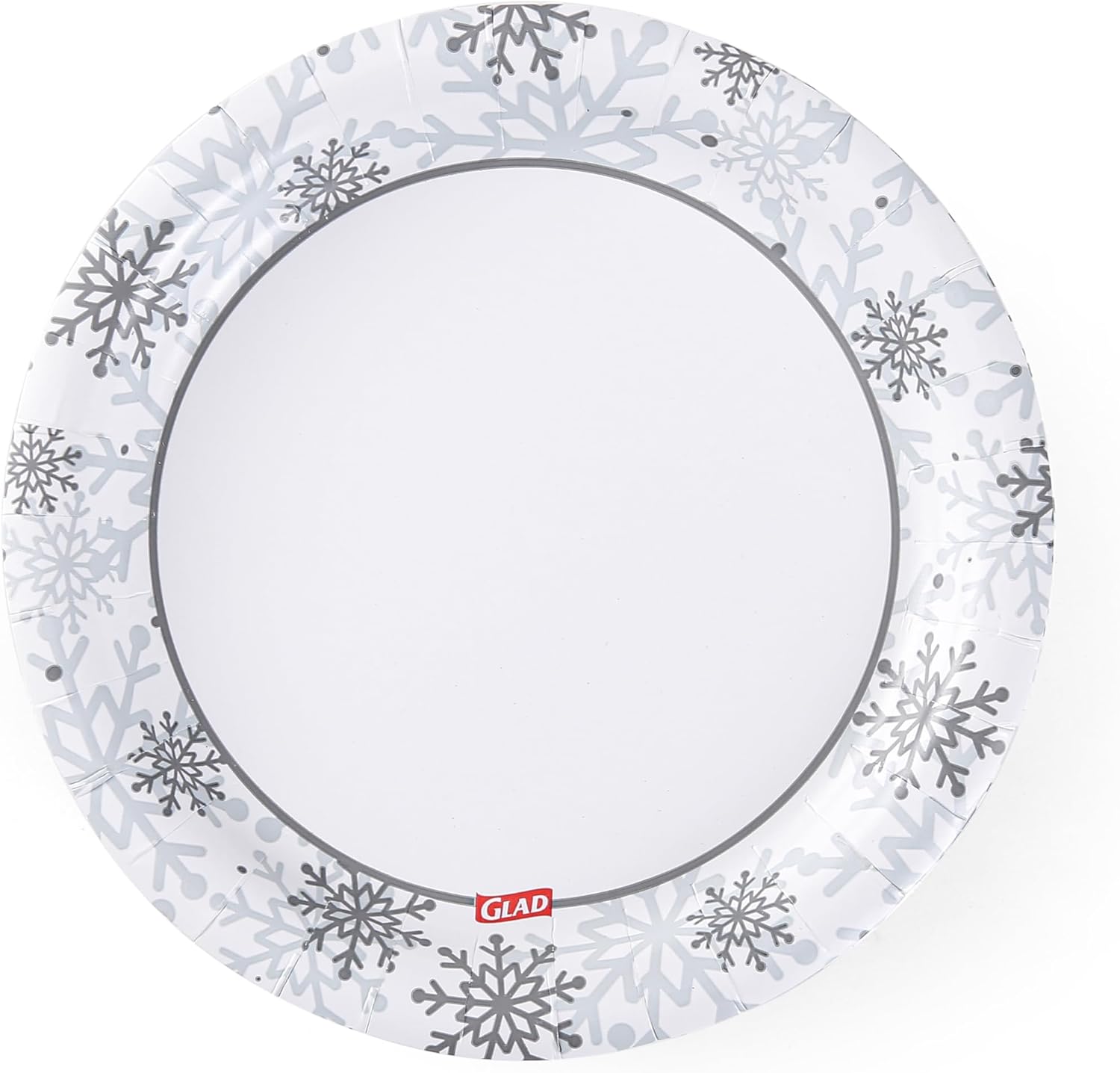 Glad Disposable Holiday Paper Plates, 10 Inch, 20 Count - Red Snowflake Design, Heavy Duty and Microwavable