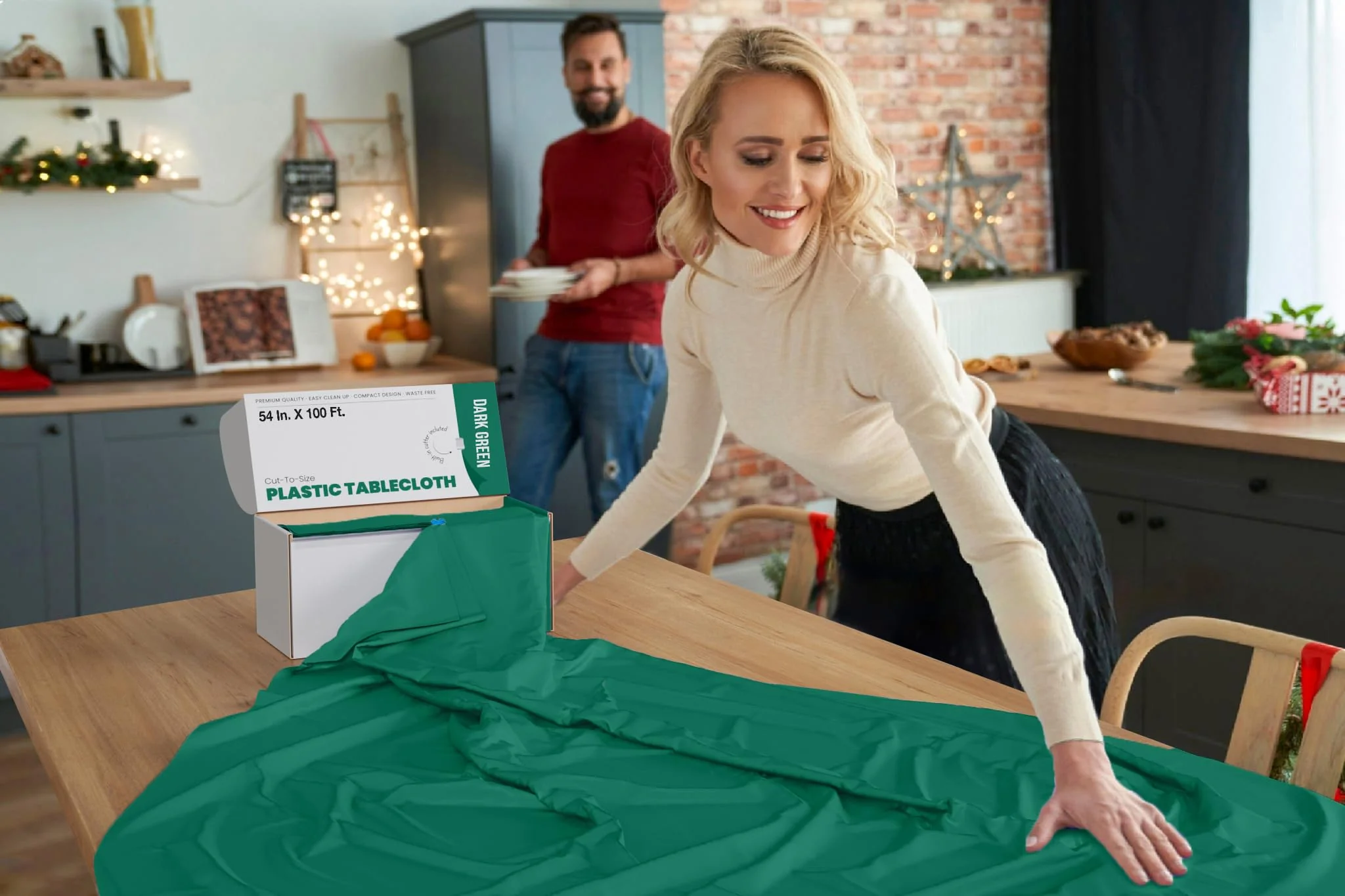 54 In. x 100 Ft. Cut To Size Table Roll | Dark Green