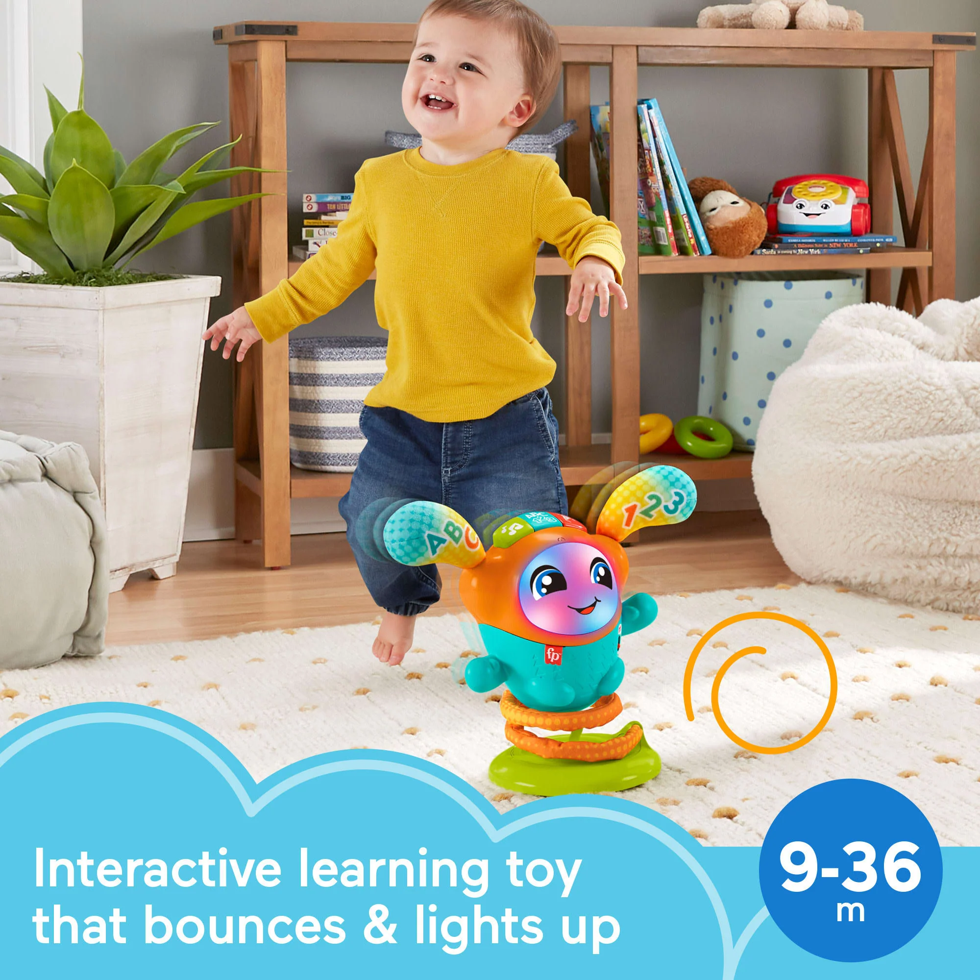 Fisher-Price DJ Bouncin�� Beats Electronic Baby & Toddler Learning Toy With Bouncing Action