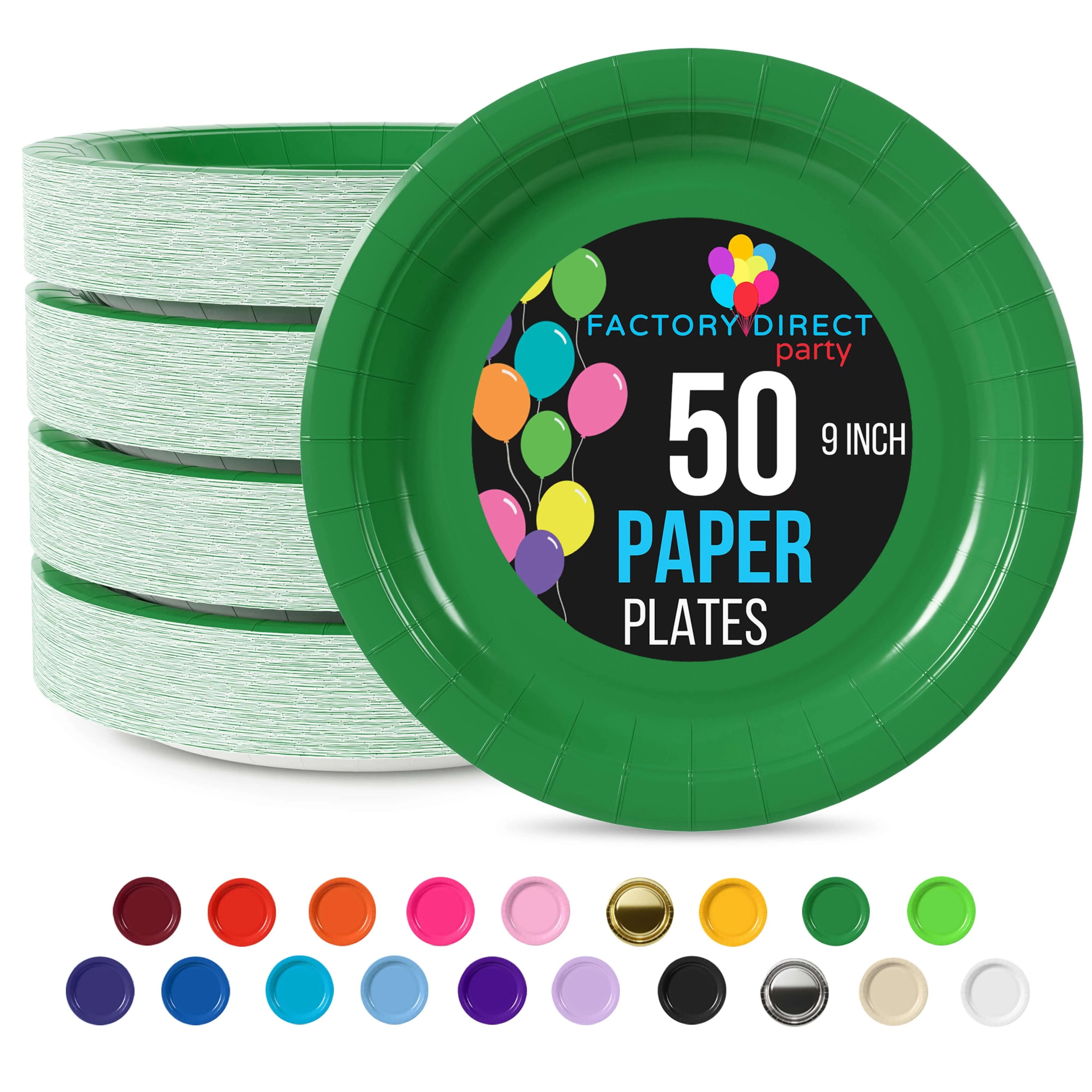 9 In. Emerald Green Paper Plates - 50 Ct.