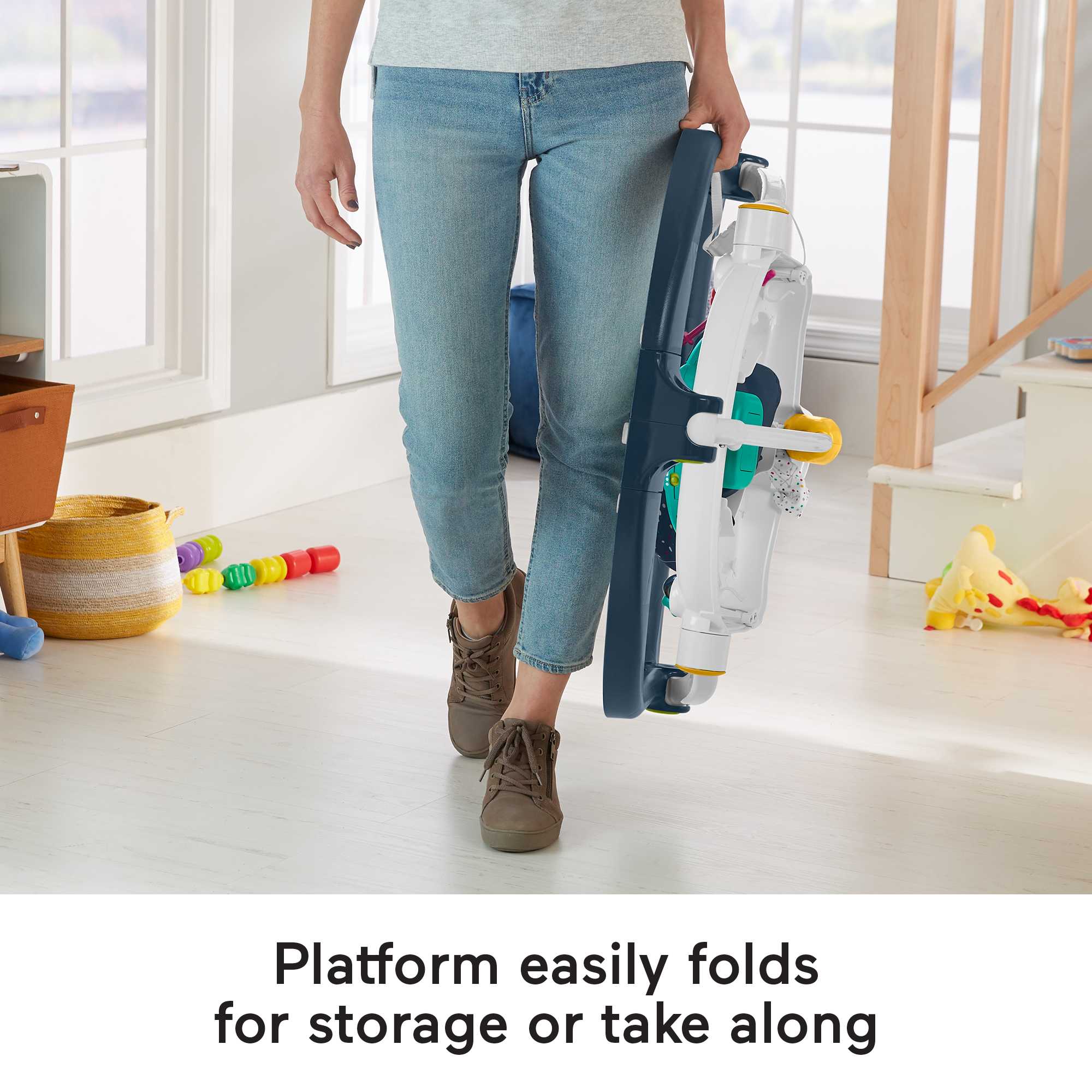 Fisher-Price Baby Bouncer Activity Center Jumperoo Spacesaver With Lights & Sounds, Astro Kitty