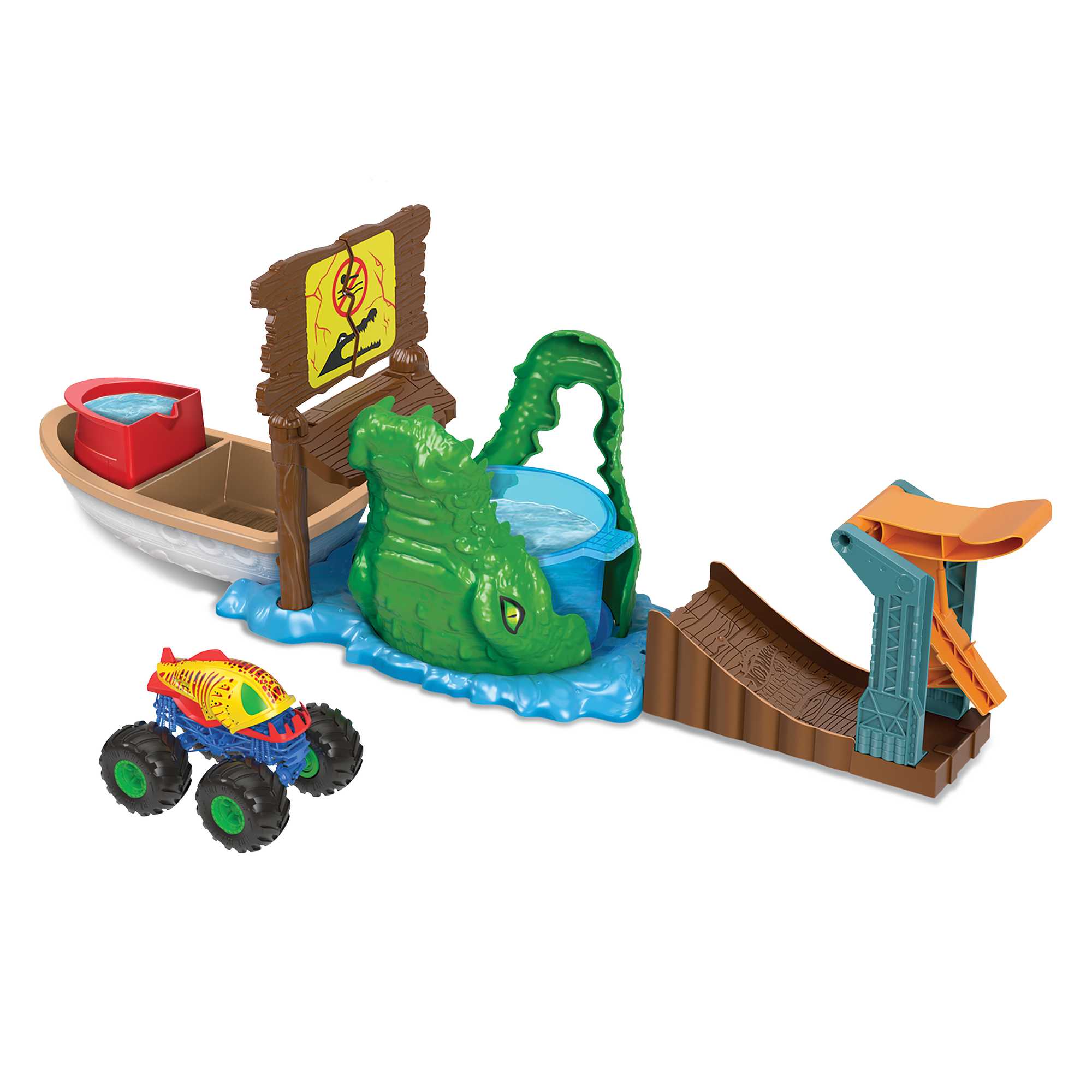Hot Wheels Monster Trucks Swamp Chomp Playset, With 1 Toy Monster Truck