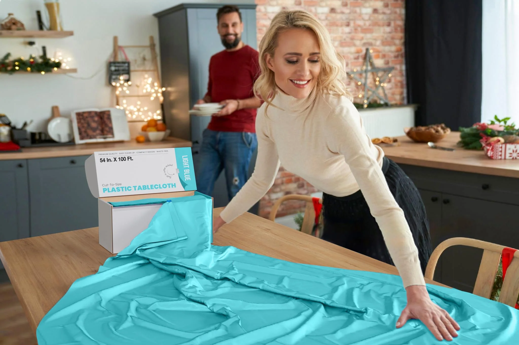 54 In. x 300 Ft. Cut To Size Table Roll | Light Blue