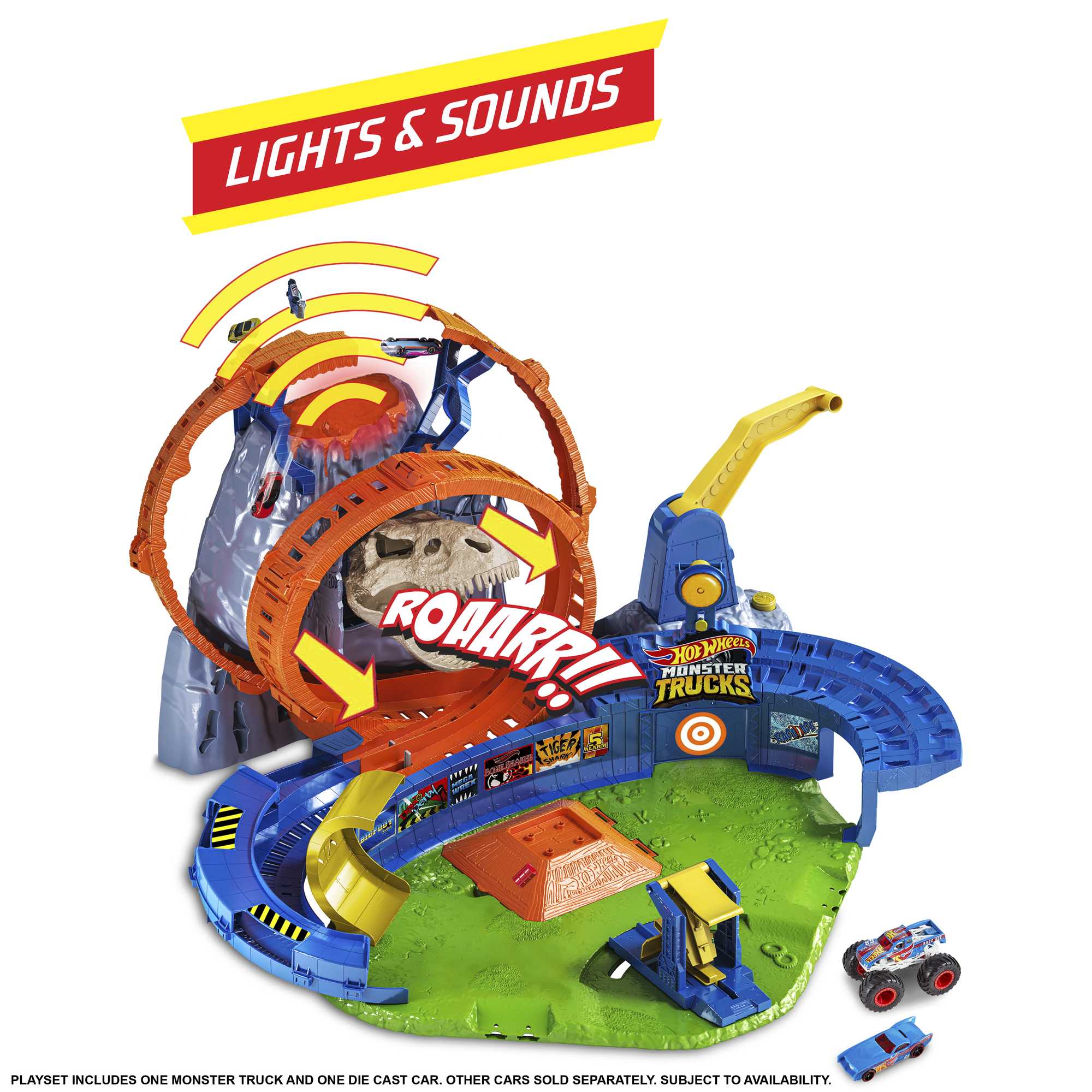 Hot Wheels Monster Trucks T-Rex Volcano Arena