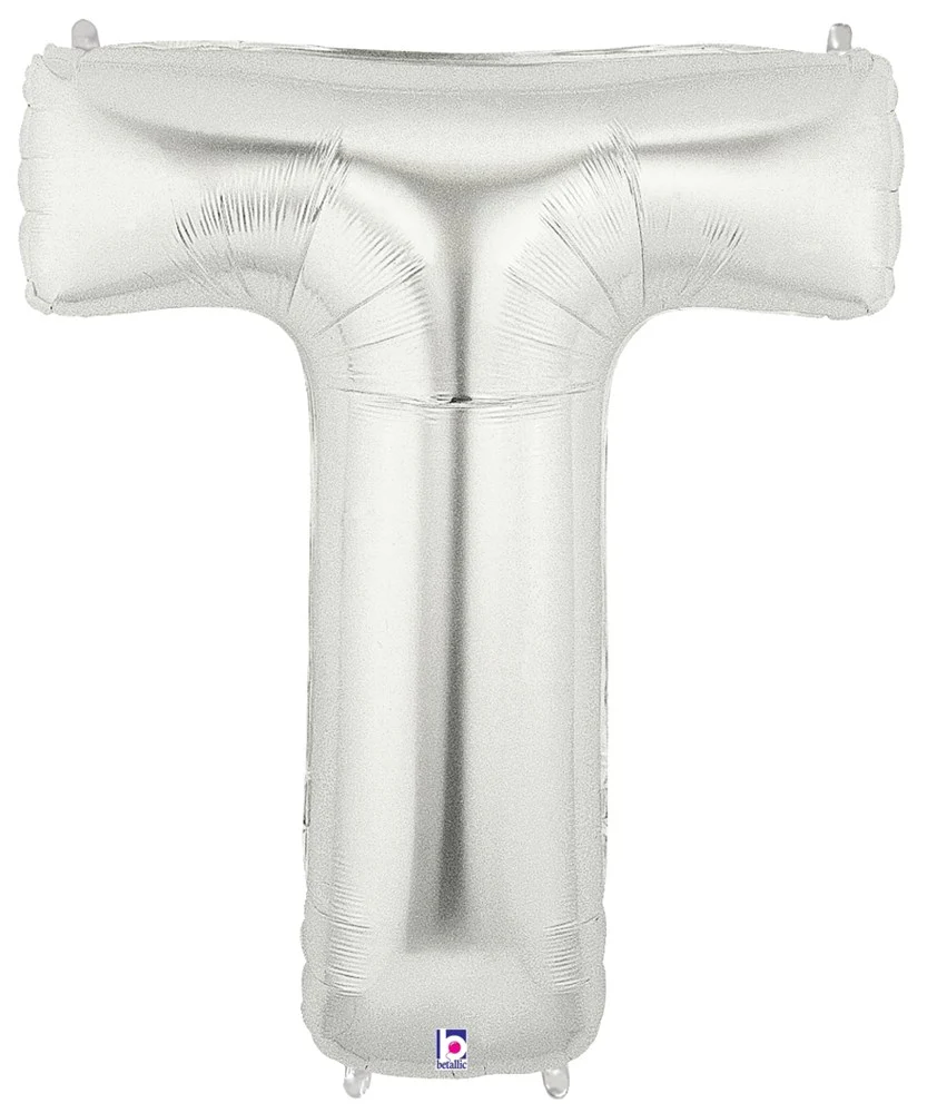 Betallic T Silver 34 inch Shaped Foil Balloon 1ct