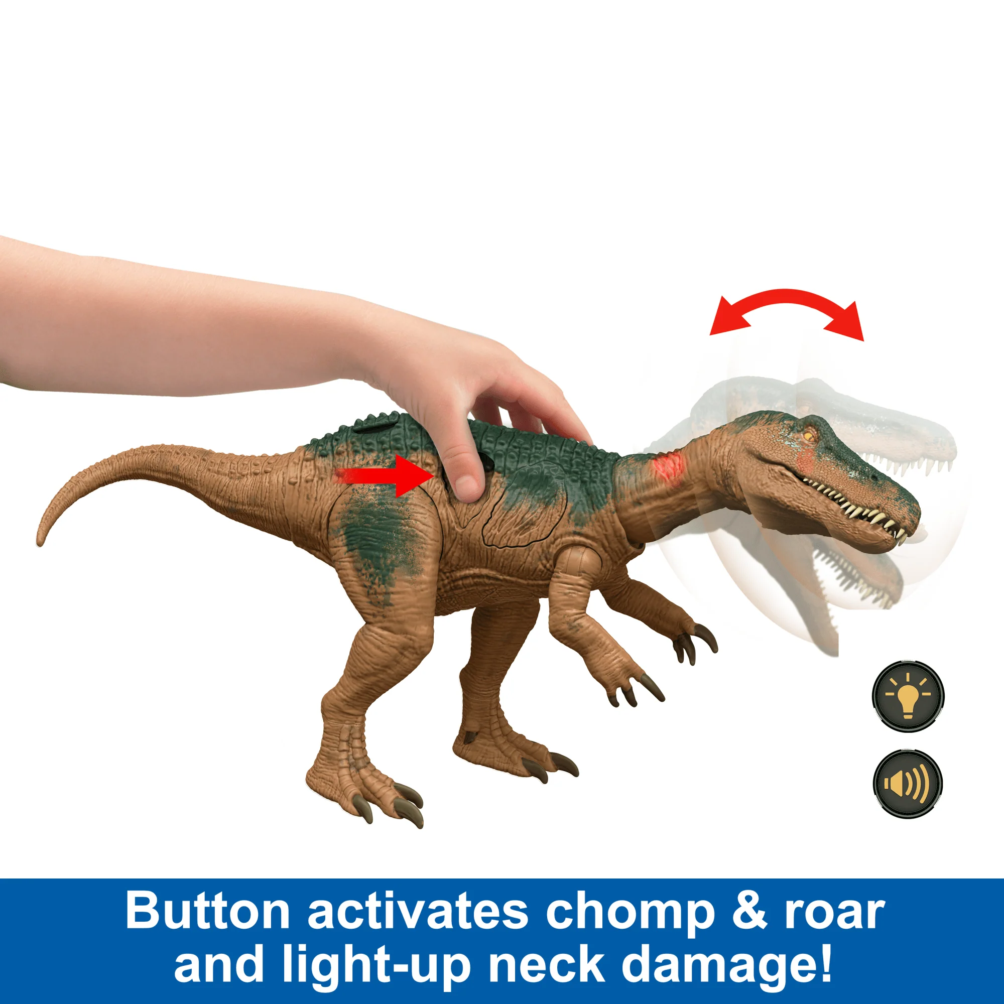 Jurassic World Epic Attack Baryonyx Dinosaur Toy Figure, Double Damage, Lights & Sounds