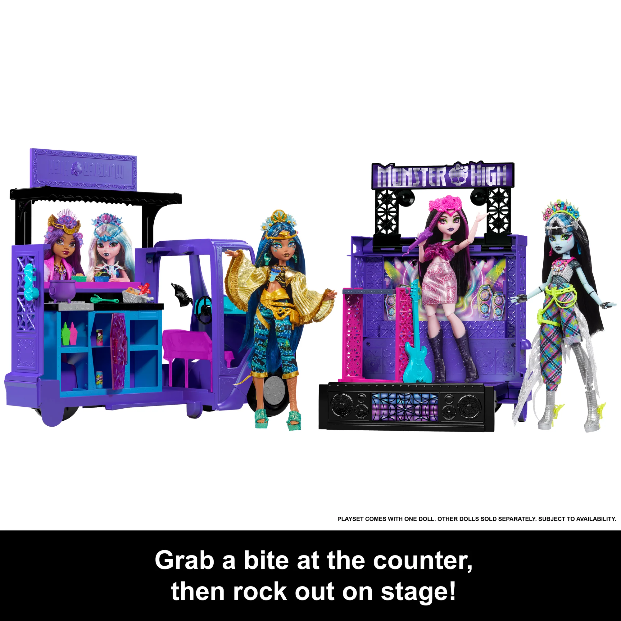 Monster High Draculaura Doll And Fangtastic Rockin�� Food Truck Playset With 13+ Themed Accessories