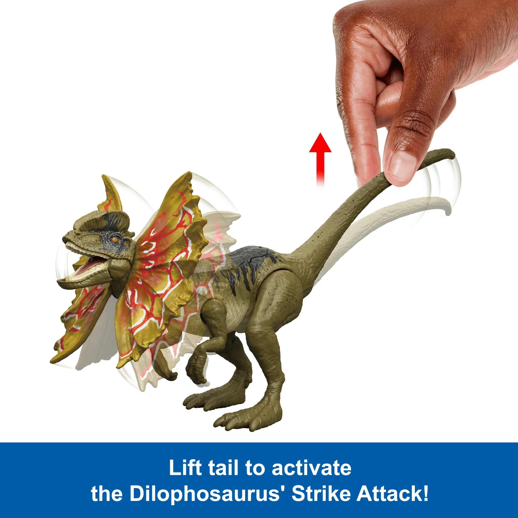 Jurassic World Strike Attack Dilophosaurus Dinosaur Action Figure Toy With Single Strike Action