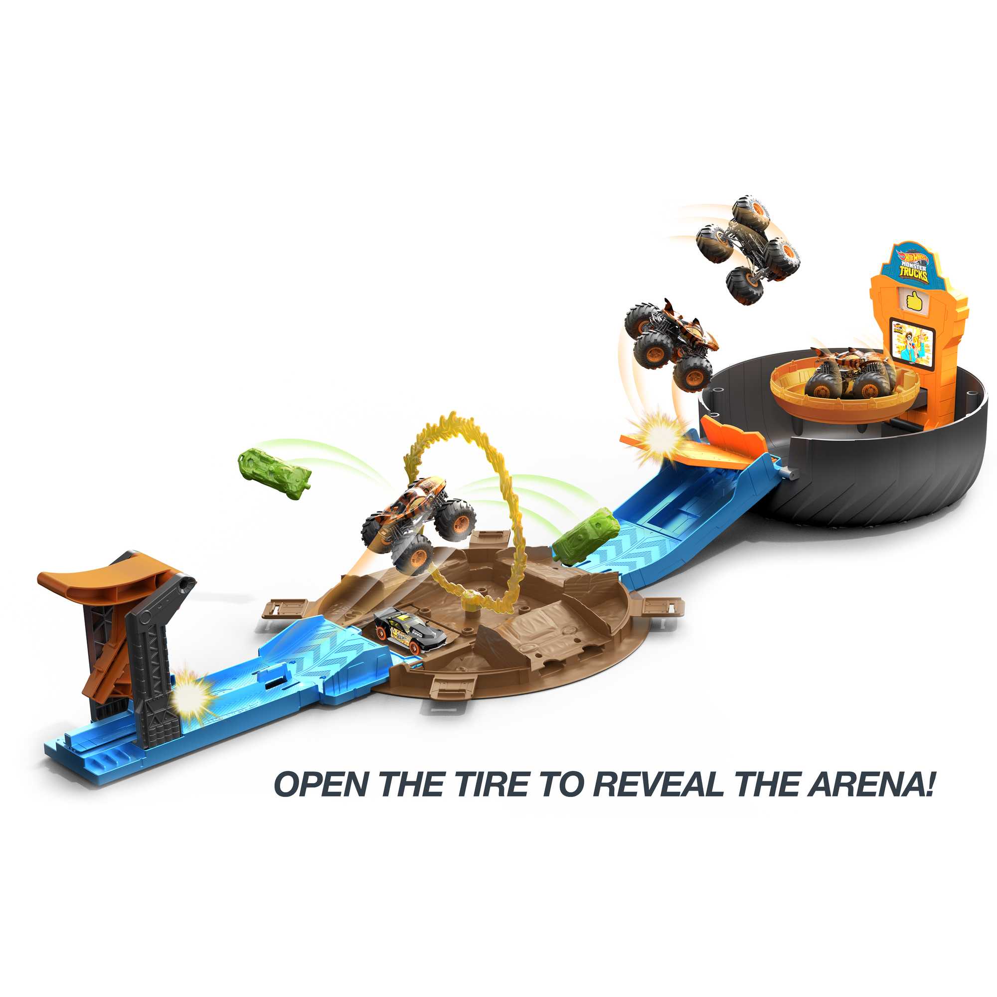 Hot Wheels Monster Trucks Stunt Tire Playset, Gift For Kids 4 To 8 Years Old